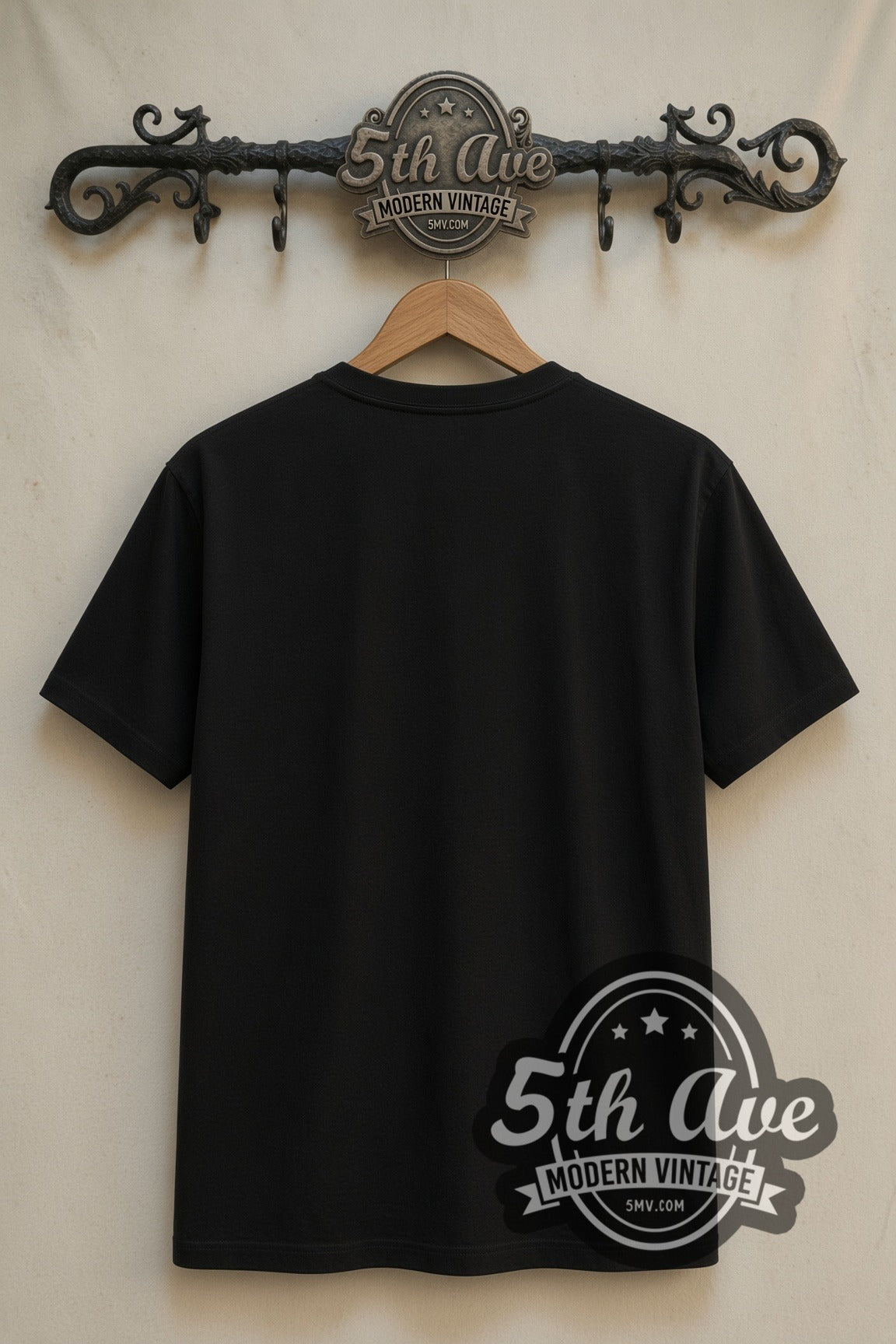 Plain black back of Friday the 13th Jason Voorhees double stitched vintage movie tee on rack