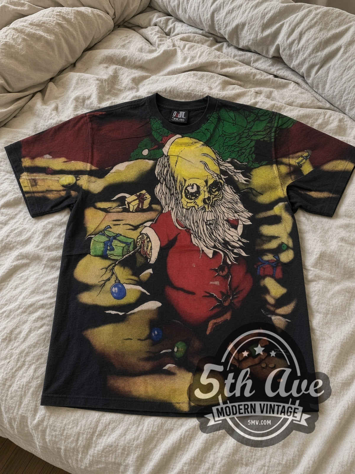 Grateful Dead Psychedelic Santa all-over-print vintage band tee laid flat