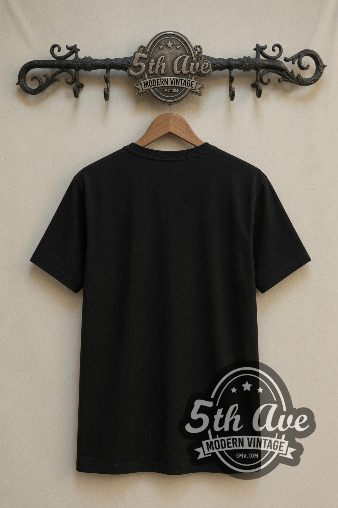 Plain black back of Gundam Sazabi double stitched tee on rack