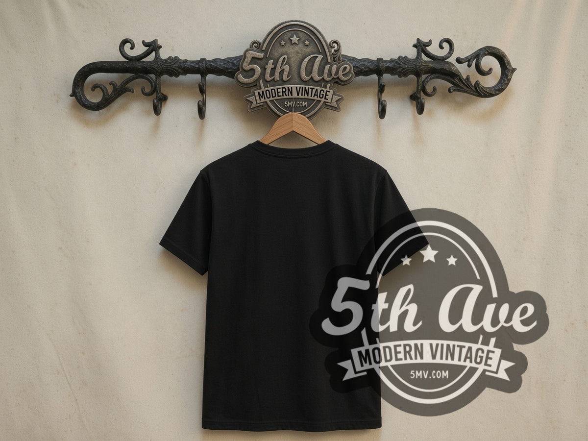 Plain black back of Guns N' Roses Appetite Slash and Axl Live double stitched tee on rack