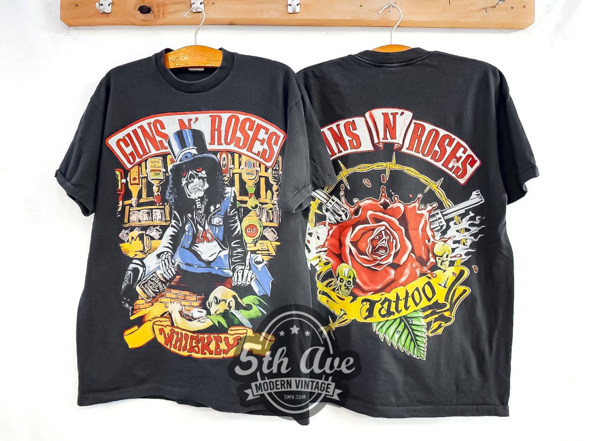 Guns N' Roses 'Whiskey' - AOP All Over Print Vintage Reprint Band T-Shirt - Vintage Band Shirts