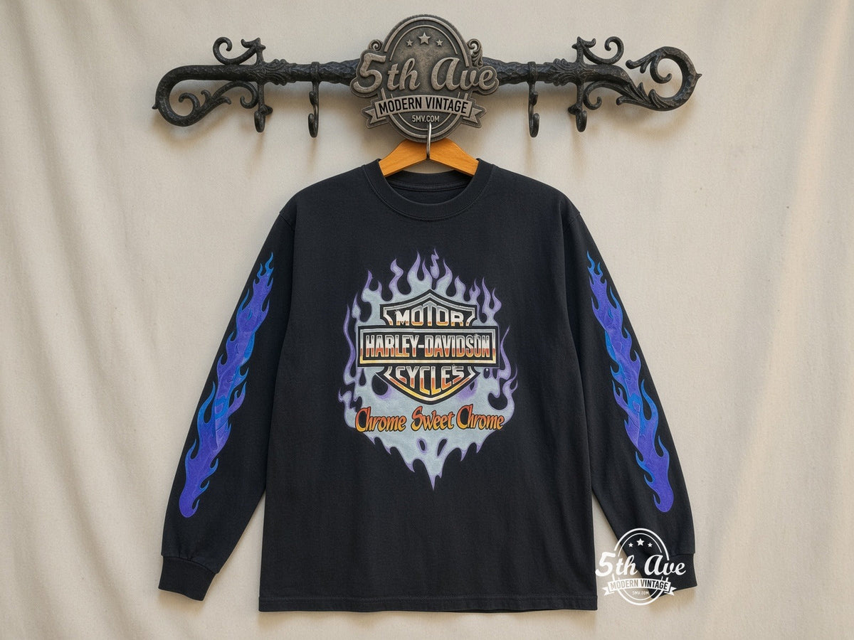 Harley-Davidson – Harley Davidson 'Chrome Sweet Chrome' Daytona Beach – Vintage Graphic Tee vintage tee on 5th Ave cream rack — front