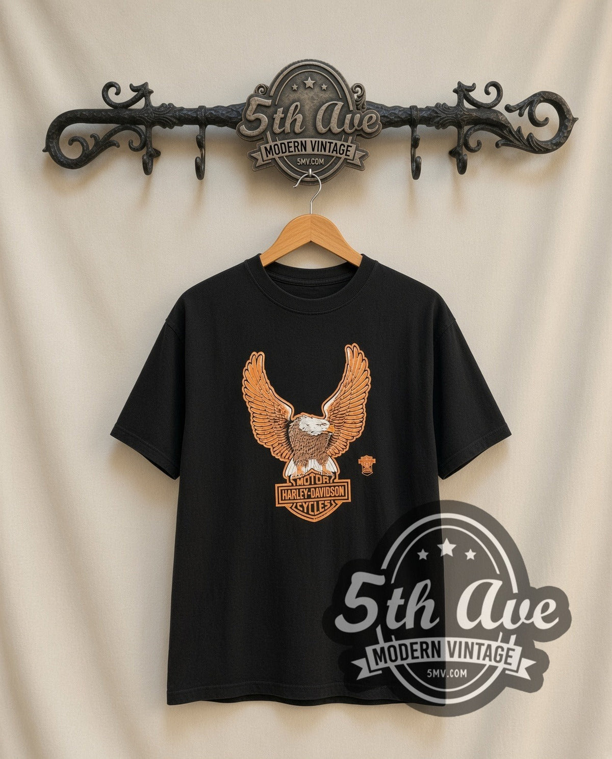Harley Davidson 'Southern Nevada' Las Vegas graphic tee in black, front view on a display rack