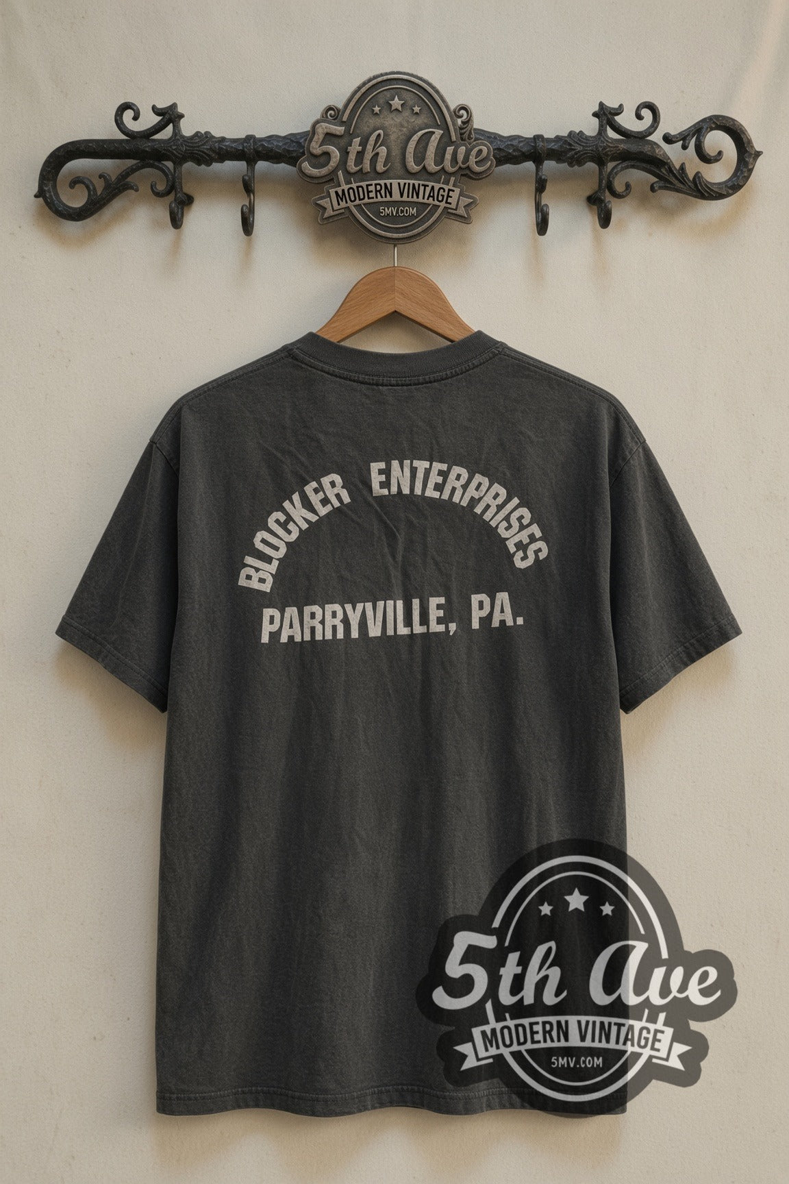 Back print of Harley-Davidson Skull & Wings / Blocker Enterprises Parryville PA tee on 5th Ave rack