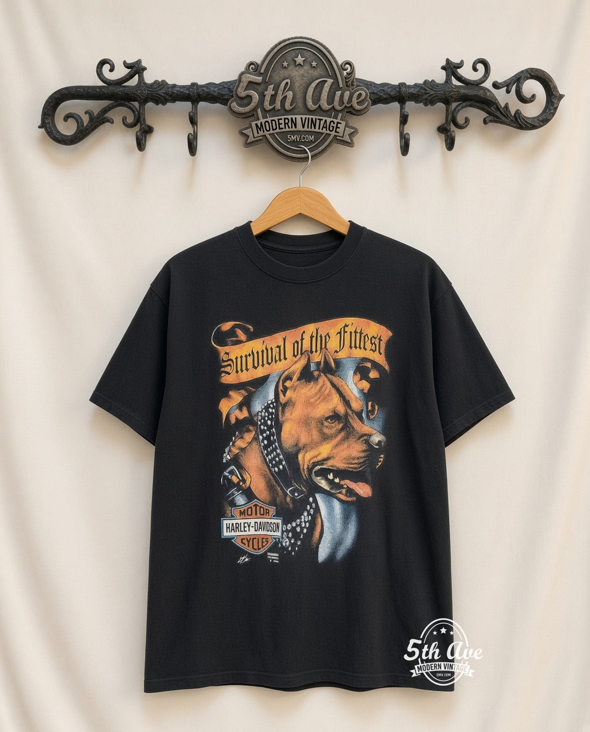 Harley-Davidson – Survival of the Fittest – Vintage Graphic Tee vintage tee on 5th Ave cream rack — front