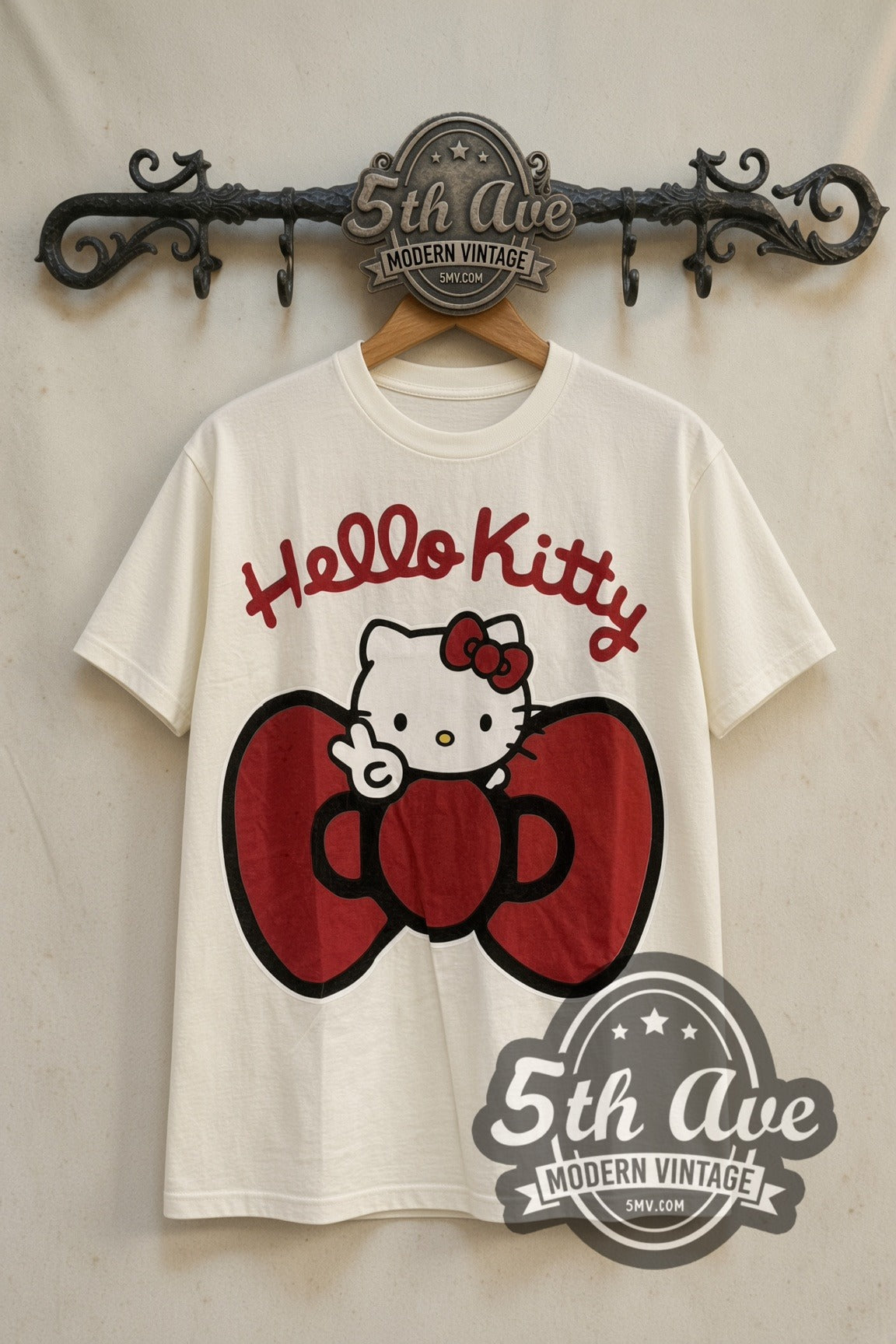 Hello Kitty Big Red Bow Front & Back cartoon tee front on 5th Ave iron rack