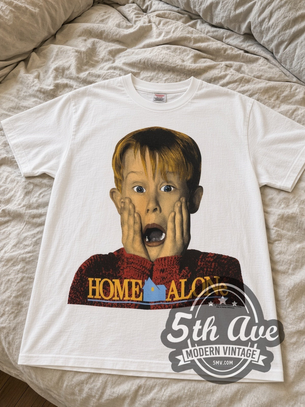 Home Alone Pepsi Kevin Scream vintage movie tee laid flat