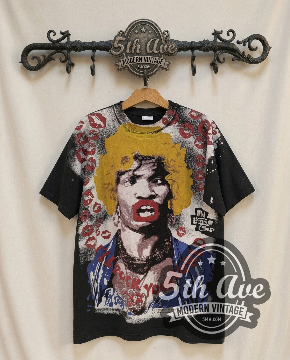 In Living Color Mosquitohead vintage graphic t-shirt, front view on a display rack