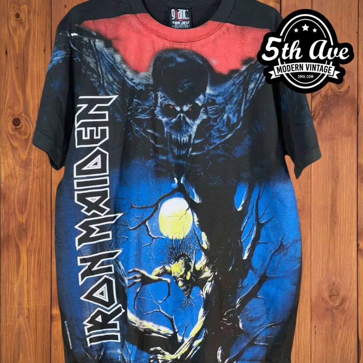 Iron Maiden: Fear of the Dark All-Over Print Single Stitch t shirt with Giant Tag - Vintage Band Shirts