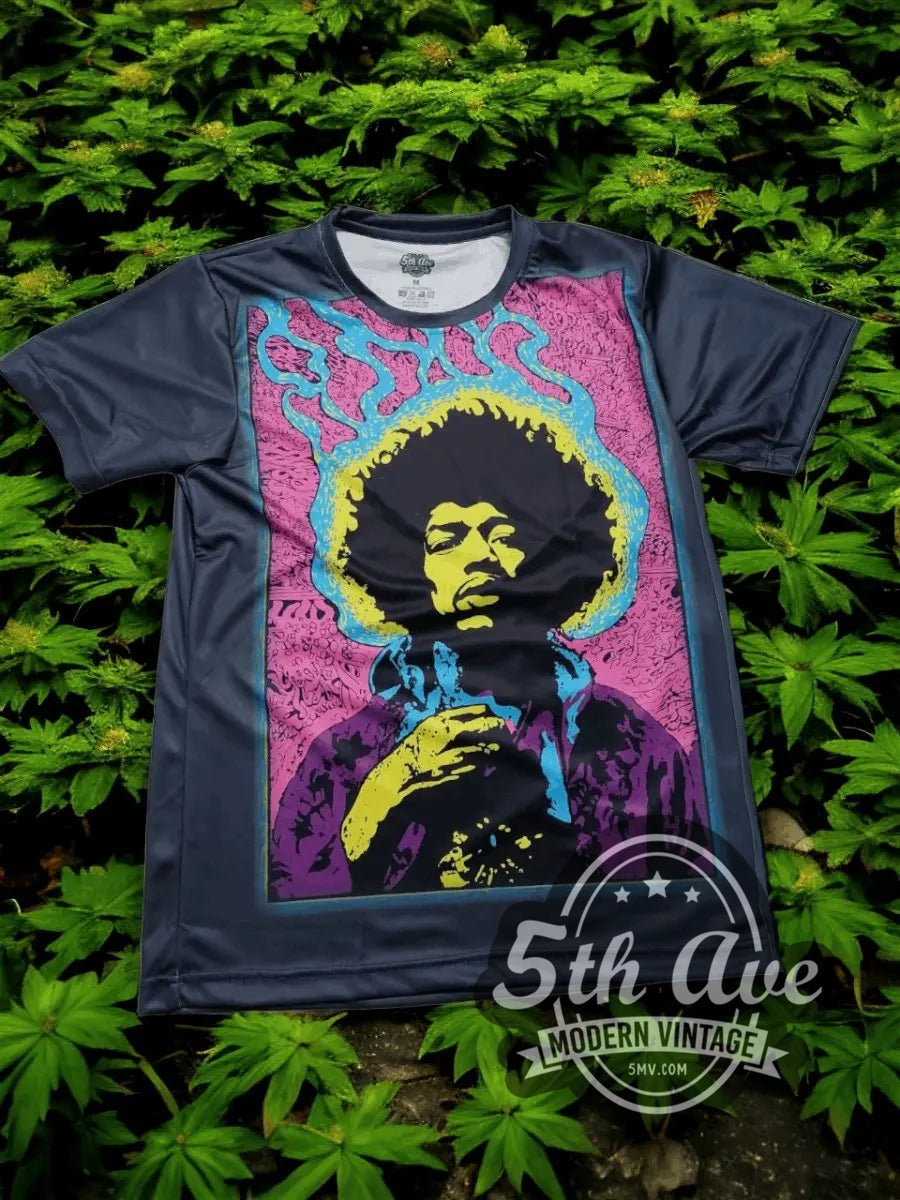 Jimi Hendrix – Psychedelic Yellow Portrait Pink Frame vintage band t-shirt, photo 5