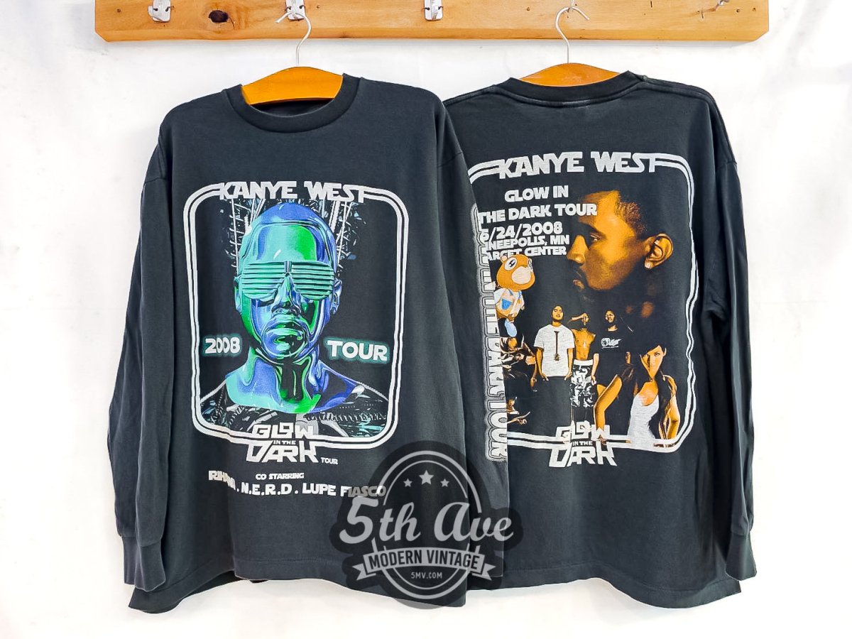 Kanye West 'Glow in the Dark Tour 2008' - Long Sleeve Vintage Reprint Band T-Shirt - Vintage Band Shirts