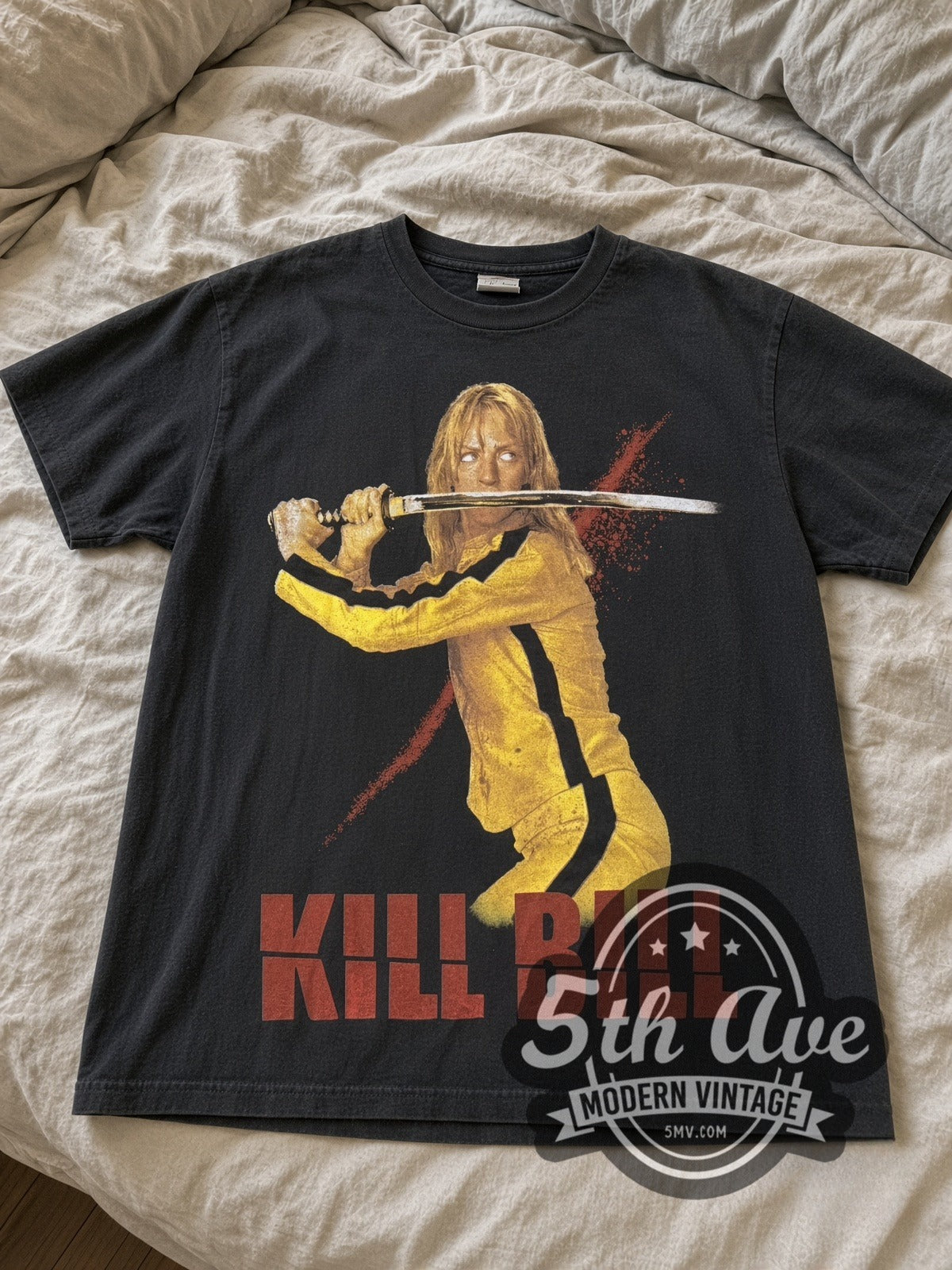Kill Bill The Bride Uma vintage movie tee laid flat