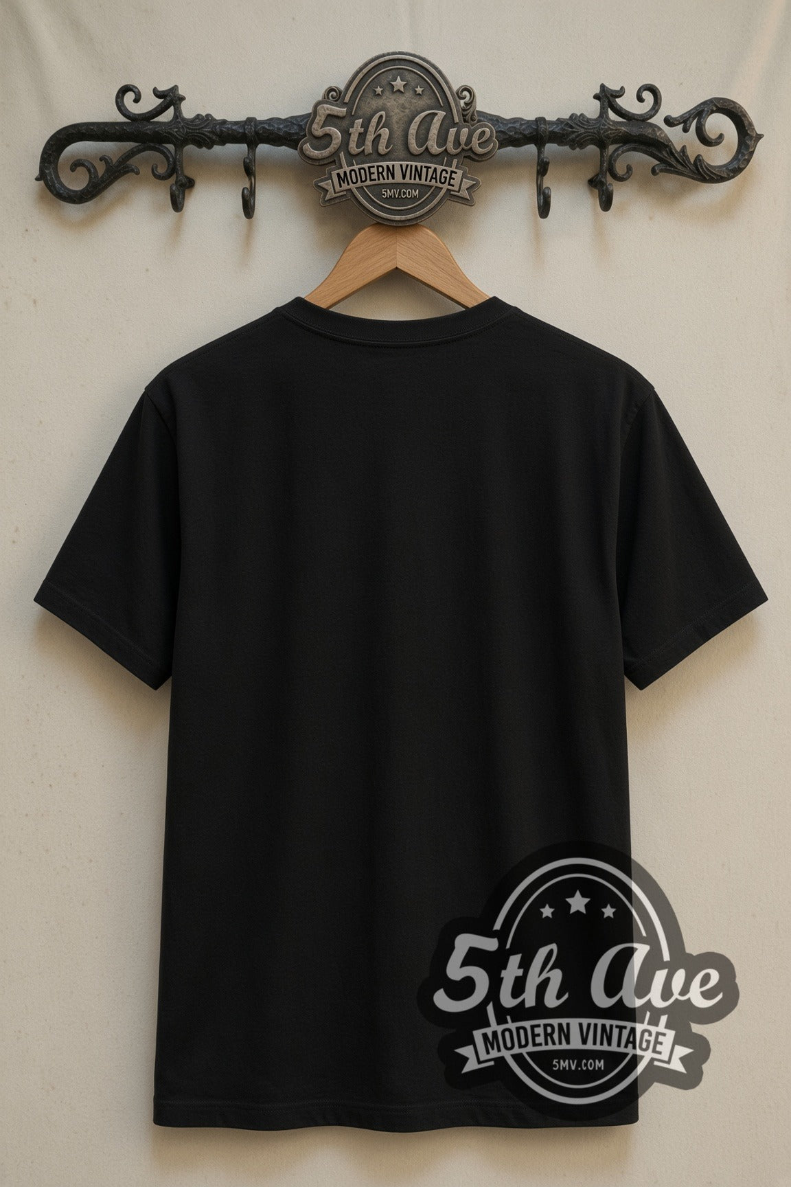 Plain black back of KISS Psycho Circus double stitched tee on rack