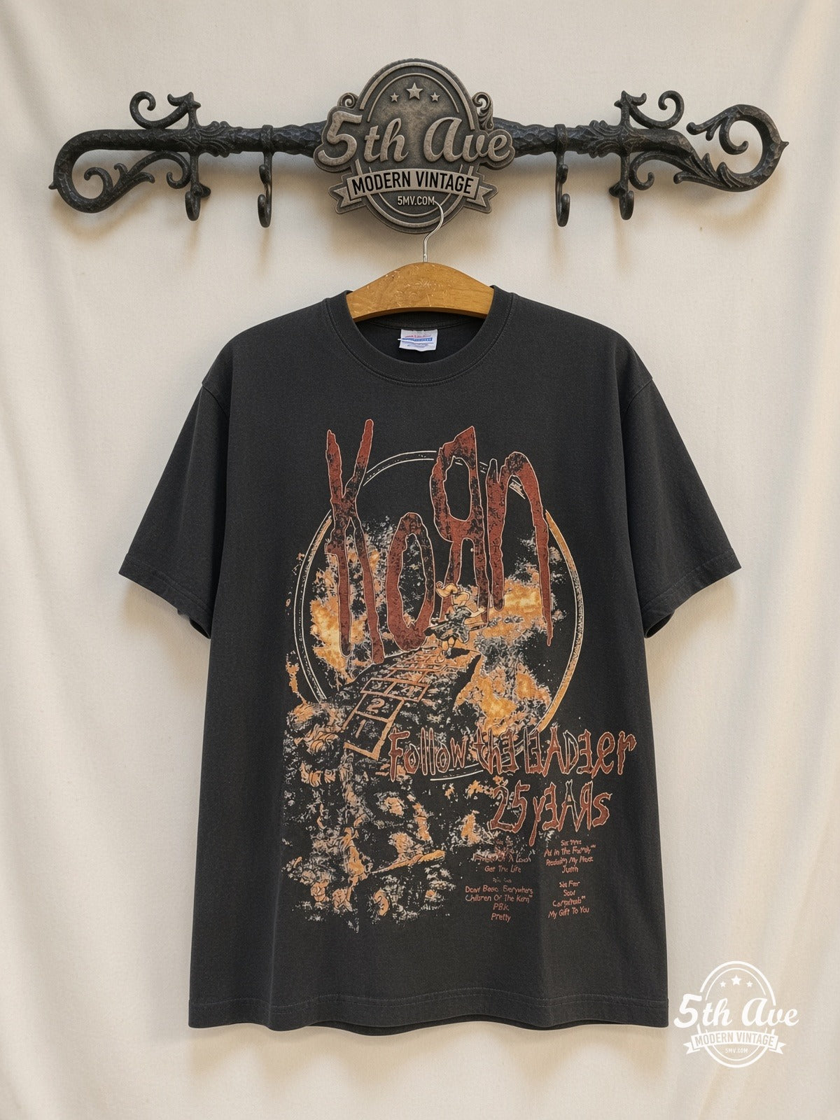 Korn Follow the Leader 25 Years vintage band t-shirt on rack