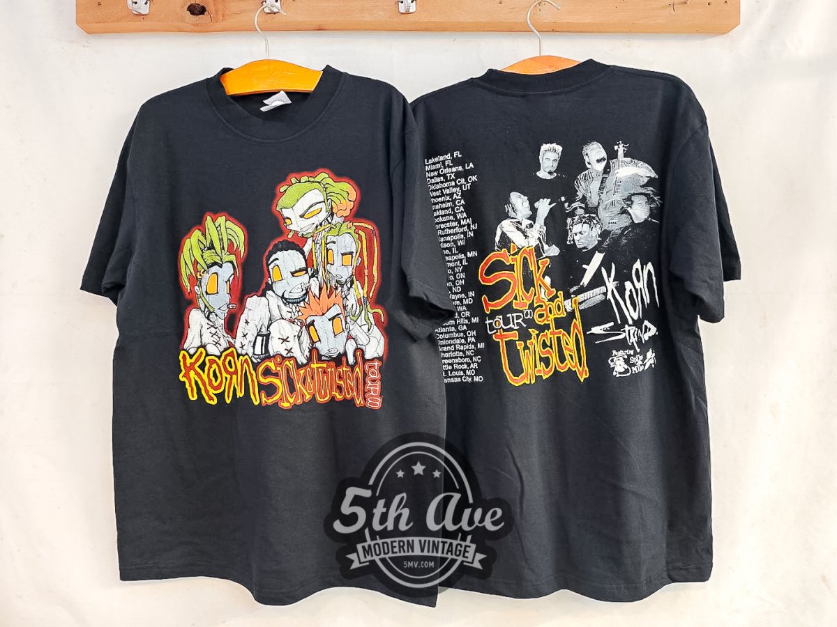 Korn 'Sick and Twisted Tour 2000' - Vintage Reprint Band T-Shirt - Vintage Band Shirts