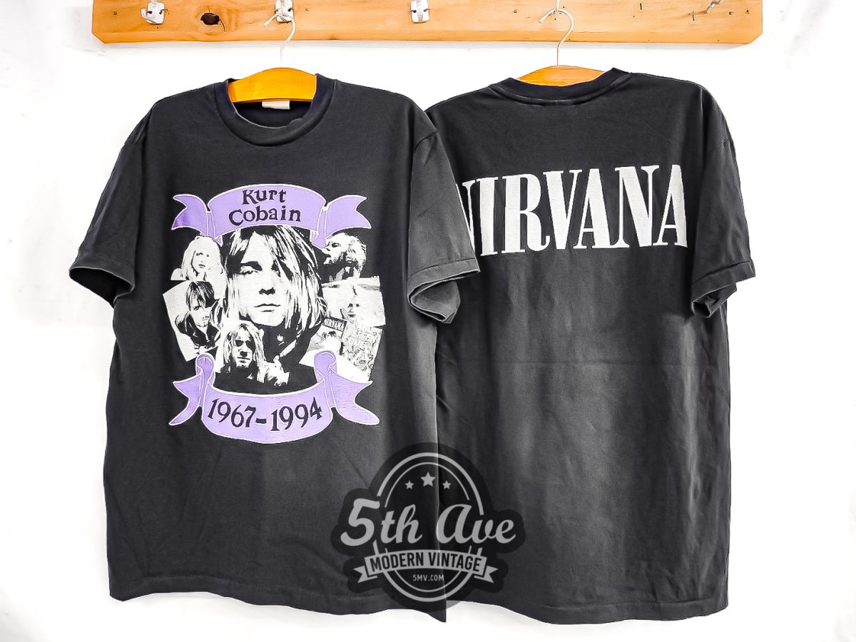 Kurt Cobain Nirvana '1967 - 1994' - Vintage Reprint Band T-Shirt - Vintage Band Shirts