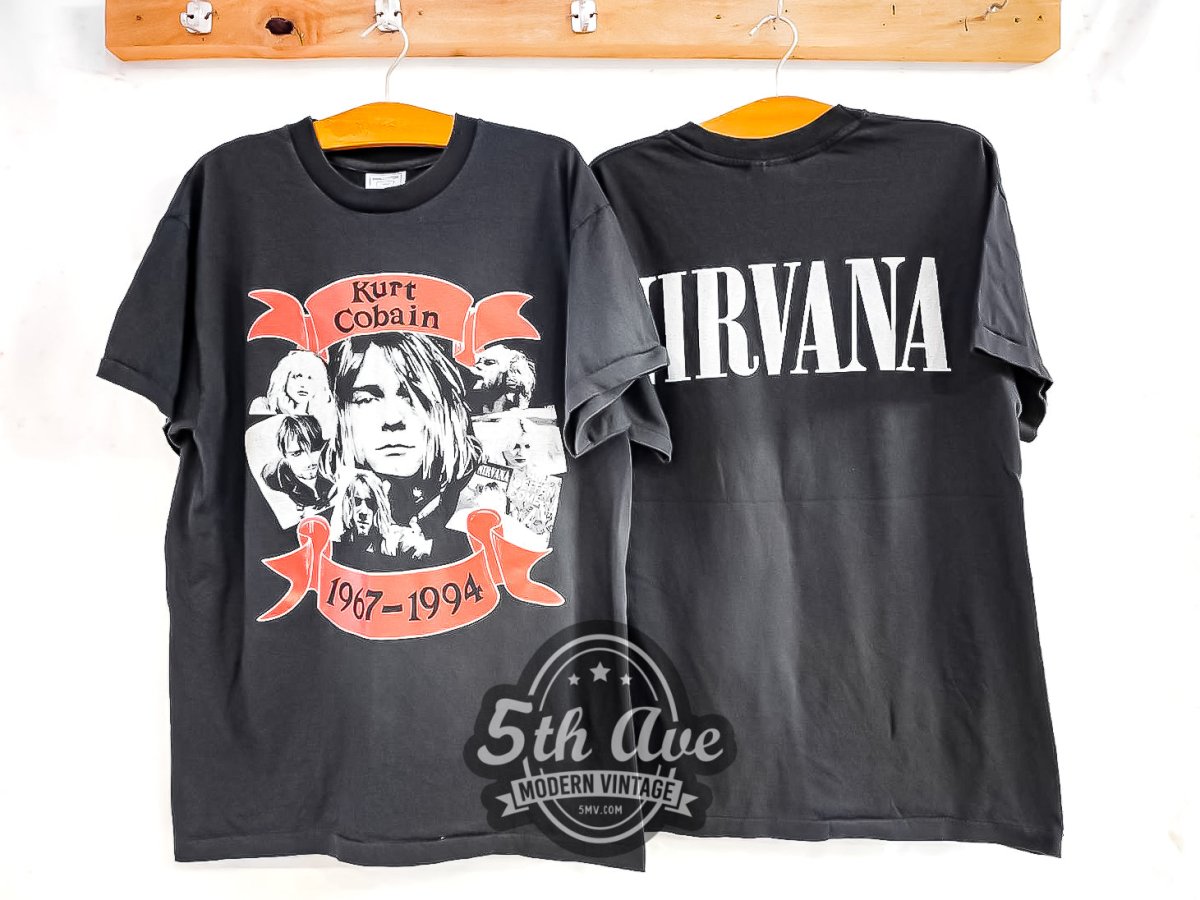 Kurt Cobain Nirvana '1967 - 1994' - Vintage Reprint Band T-Shirt - Vintage Band Shirts