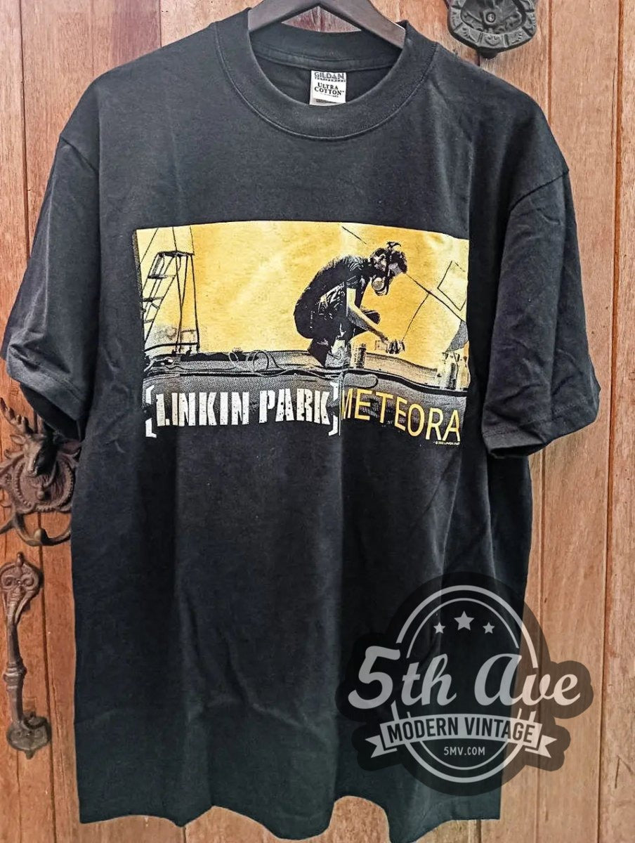 Linkin Park – Meteora Worldwide Tour 2004 band t-shirt hanging on a hanger