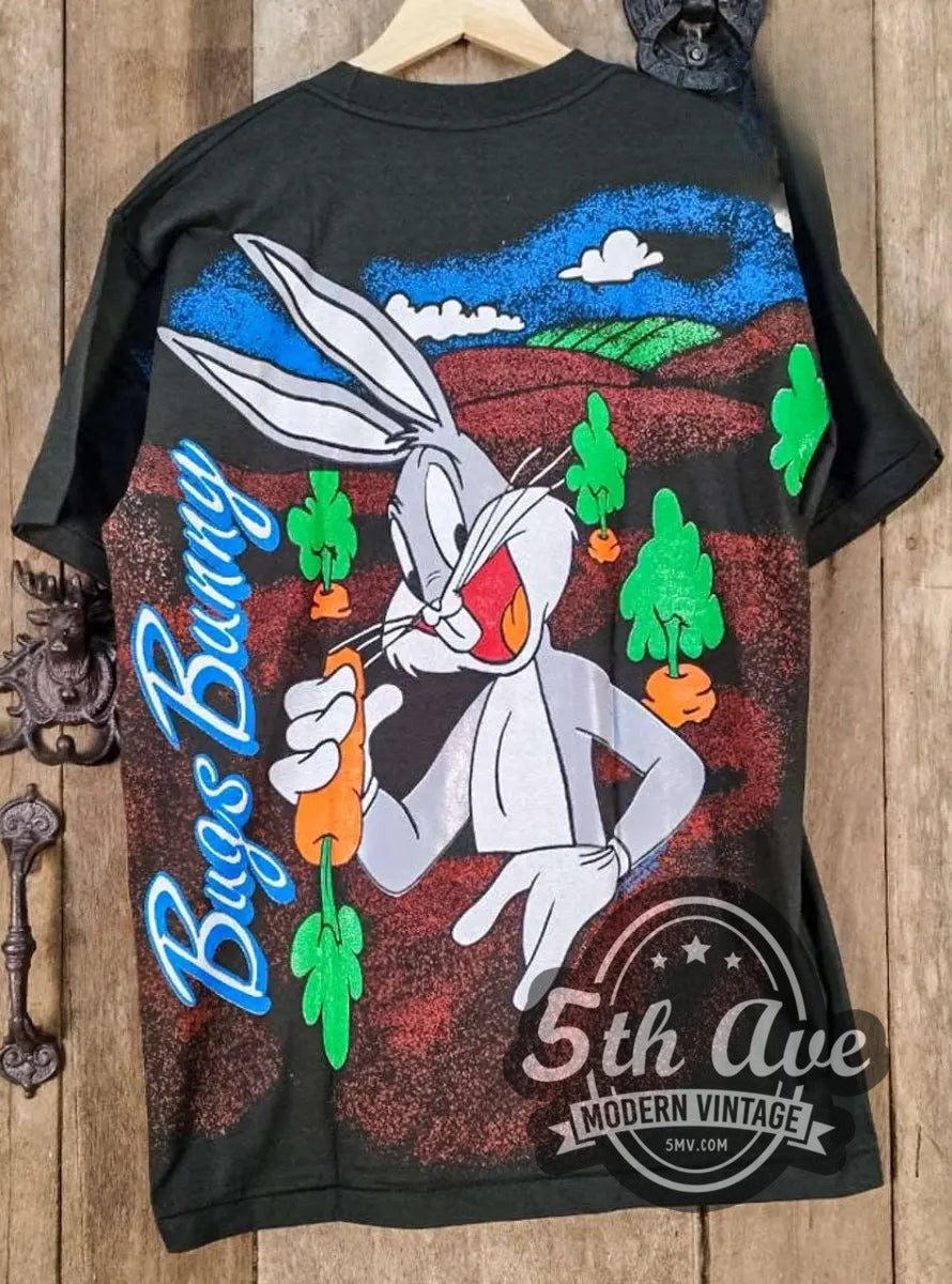 Bugs Bunny – Hare Throne vintage cartoon t-shirt hanging on a hanger
