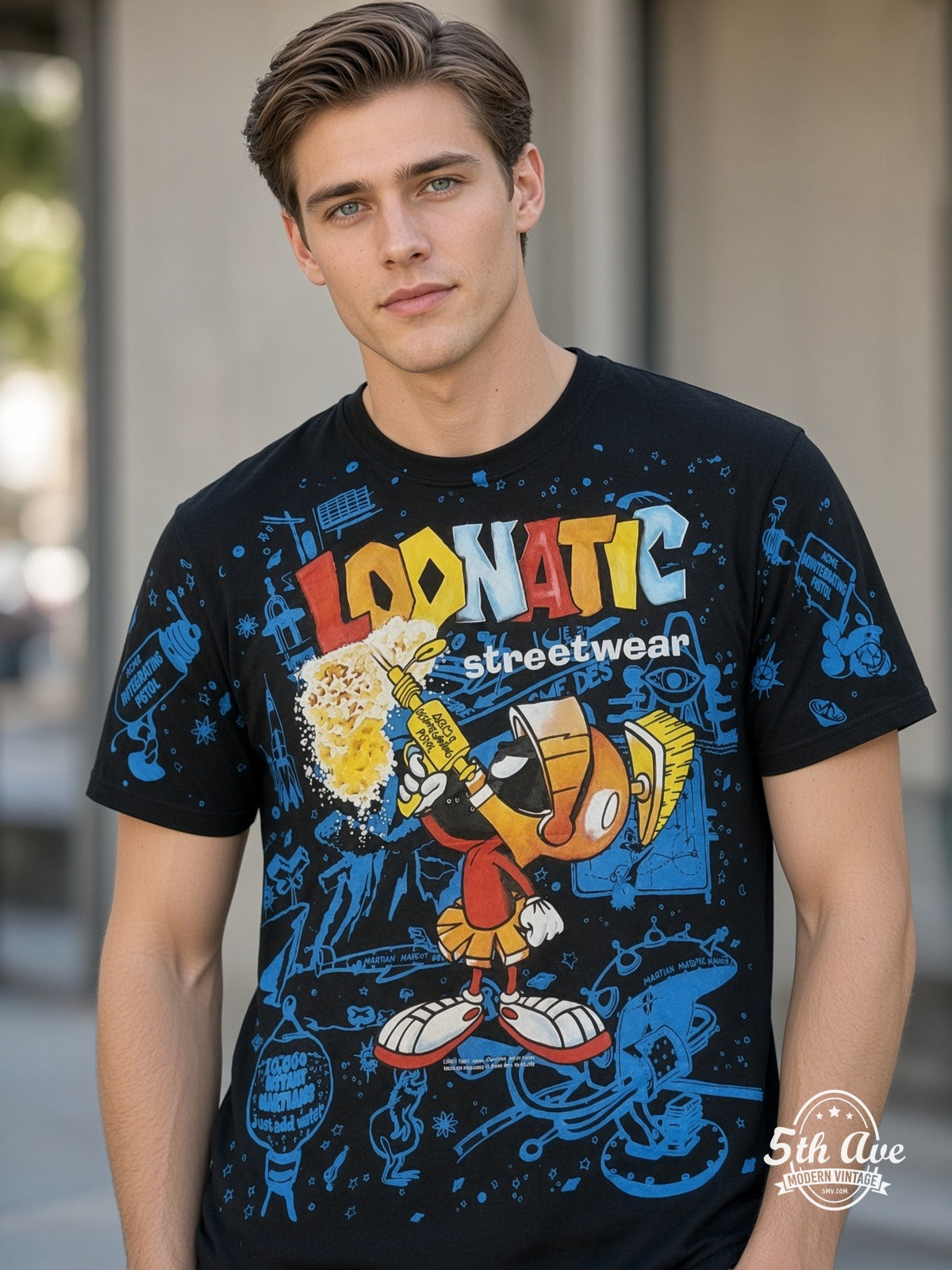 Looney Tunes Marvin Loonatic Streetwear Boombox vintage tee model wearing