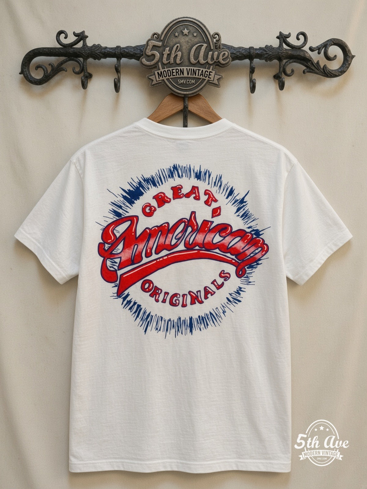 Looney Tunes Taz USA Flag all over print vintage tee back on cream 5th Ave rack