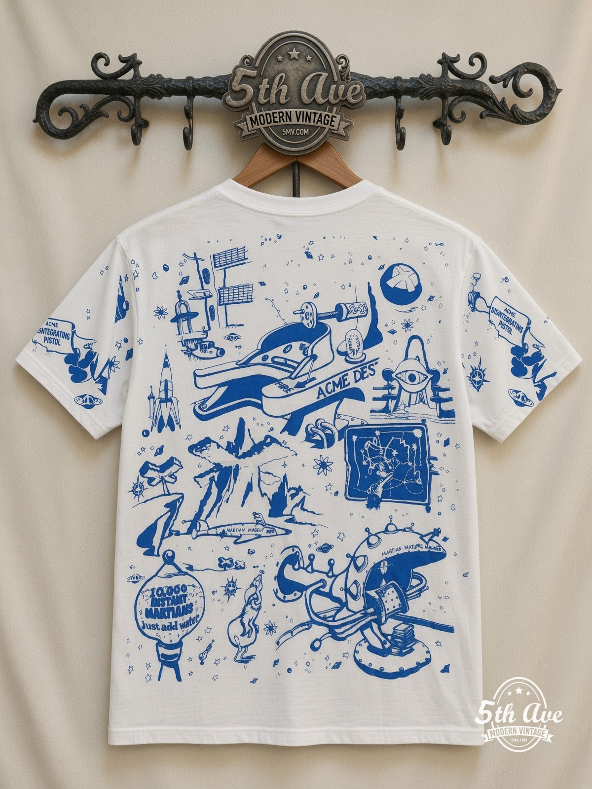 Looney Tunes Wile E Coyote Loonatic all over print vintage tee back on cream 5th Ave rack