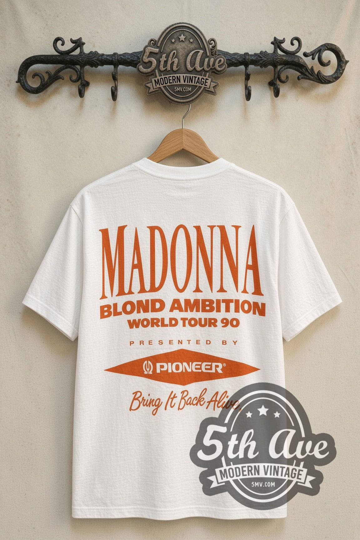 Madonna Blond Ambition World Tour 90 Pioneer print on tee back on rack