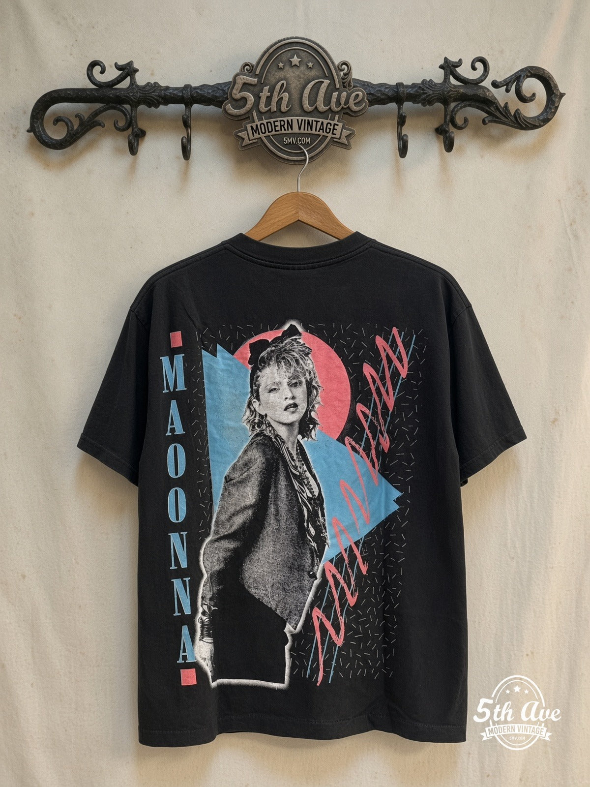 Madonna leopard frame portrait vintage band t-shirt back on rack