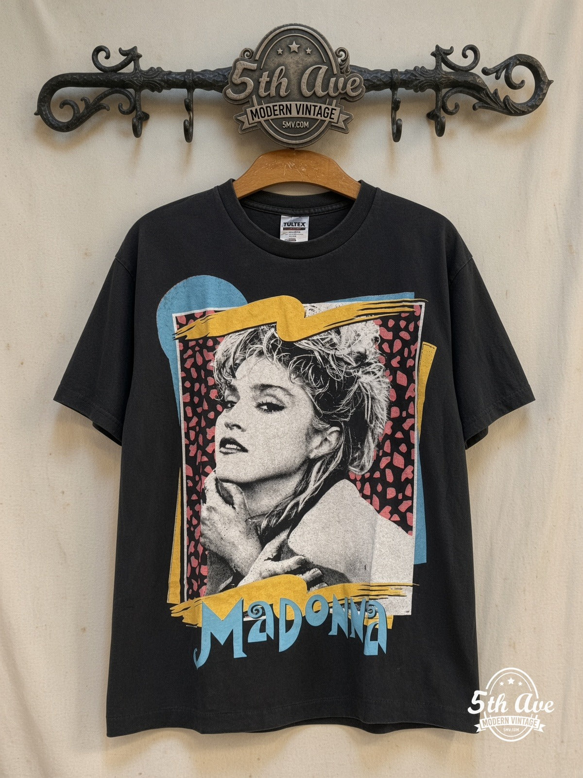 Madonna leopard frame portrait vintage band t-shirt on rack