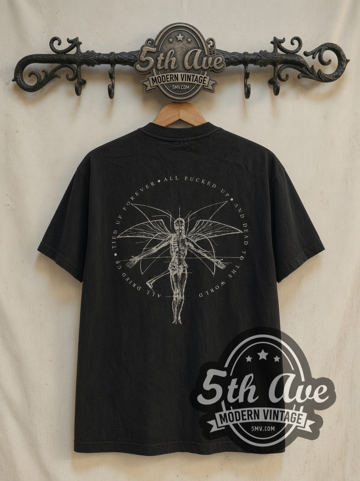 Marilyn Manson Photo Front Winged Skeleton Back vintage band t-shirt back on the 5MV rack