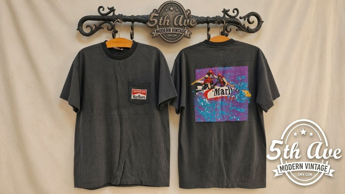 Marlboro Adventure Team vintage graphic tee front and back on rack