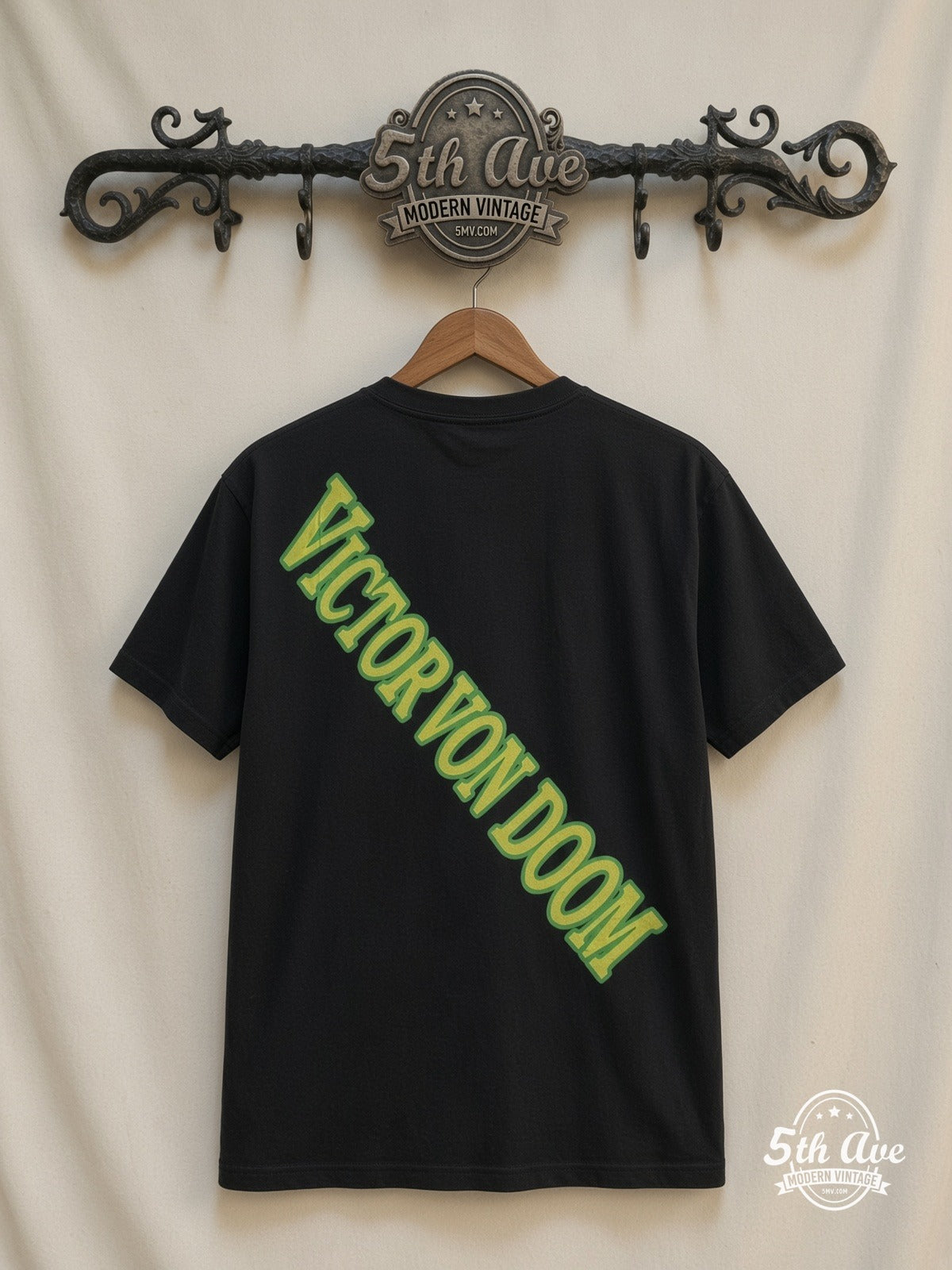 Marvel Dr Doom Castle Energy all over print vintage tee back on cream 5th Ave rack