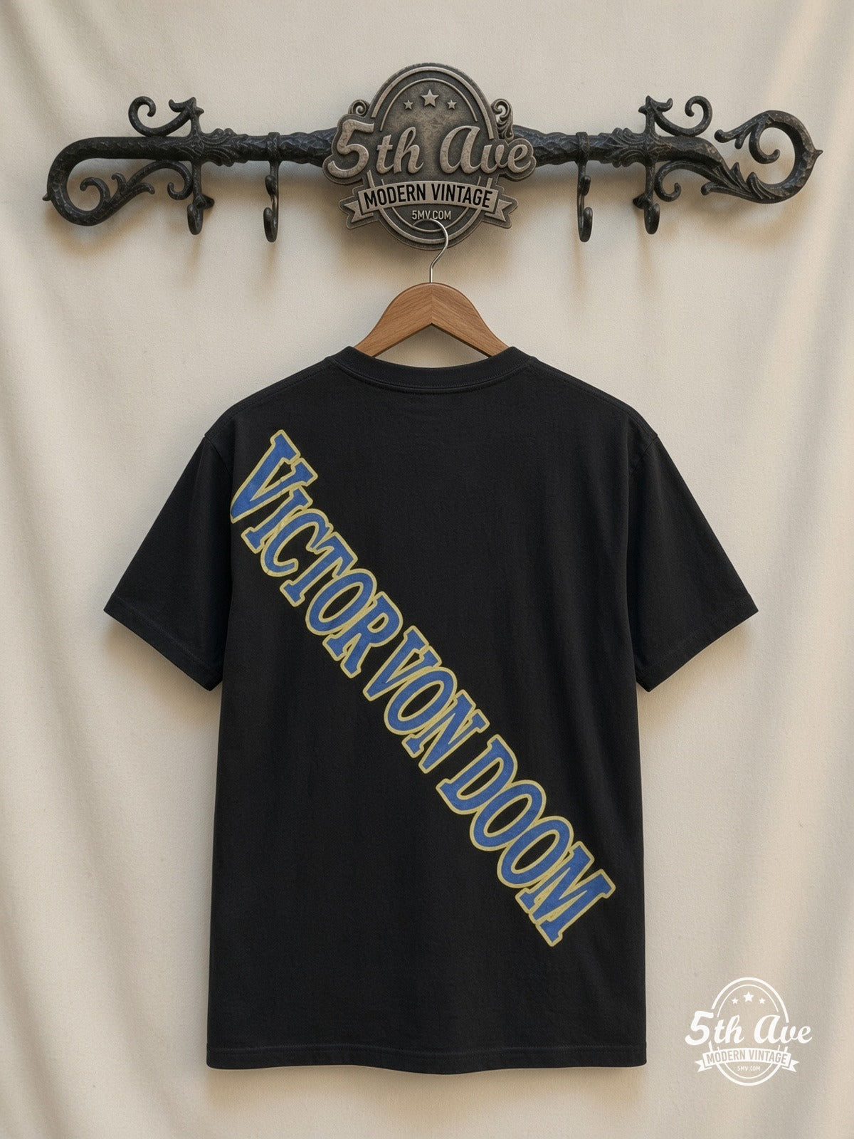 Marvel Dr Doom Cosmic Battle all over print vintage tee back on cream 5th Ave rack