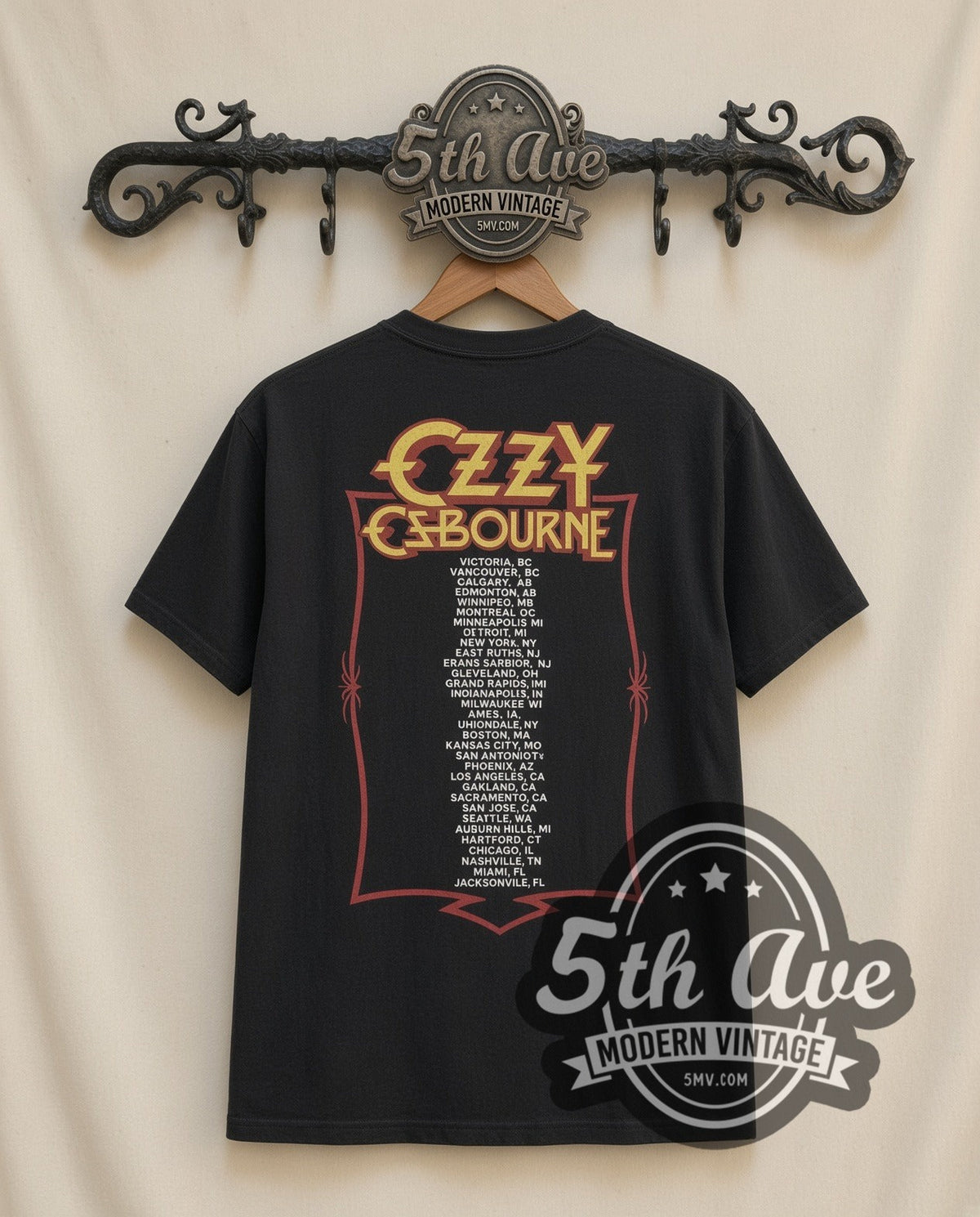 Ozzy Osbourne Life Won't Wait vintage band t-shirt in black, back view on the 5MV rack