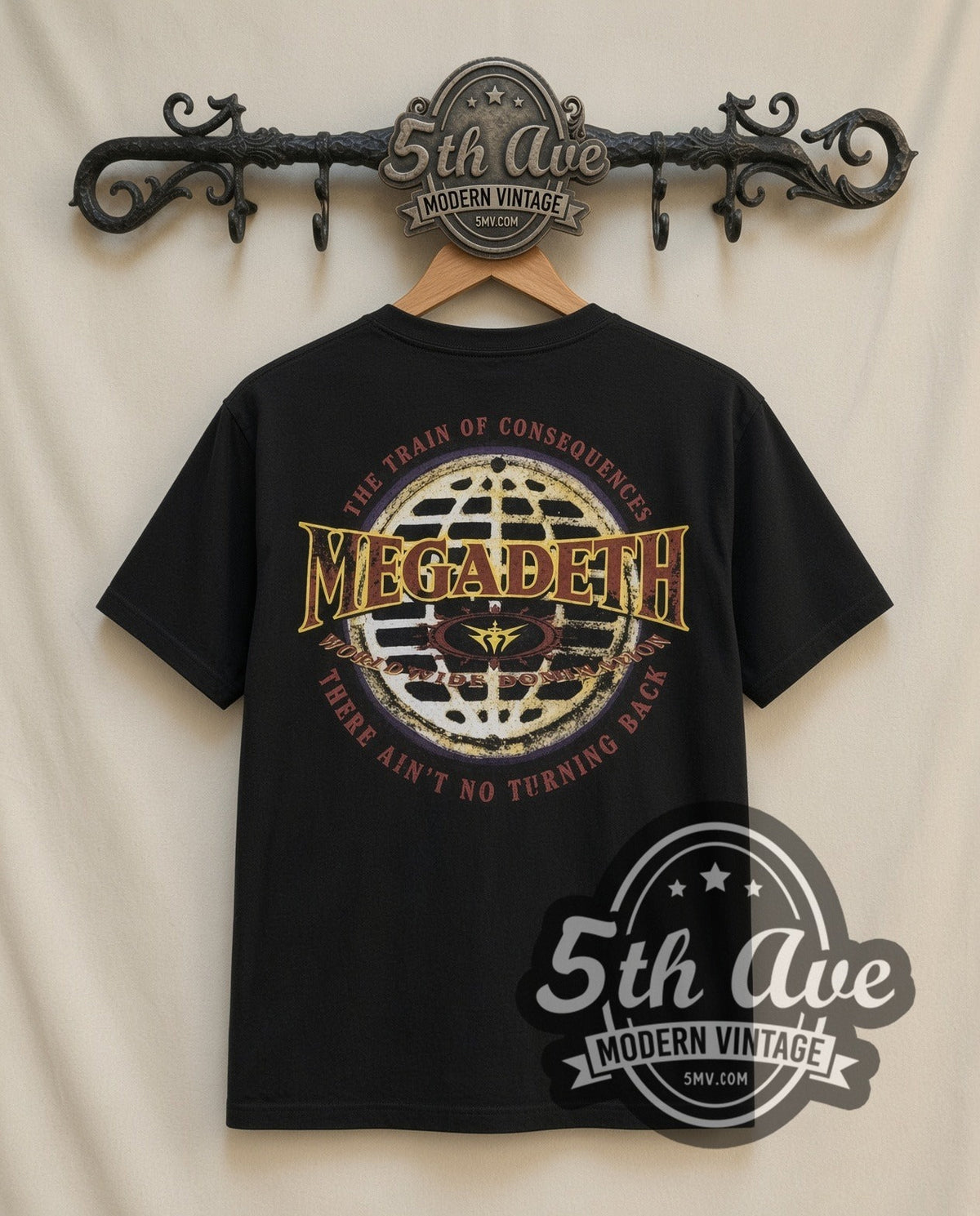 Megadeth The Tigers Eat Their Young vintage band t-shirt in black, back view on the 5MV rack
