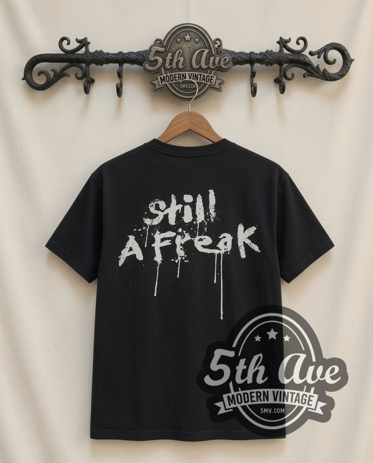 Korn Drip Logo vintage band t-shirt in black, back view on a display rack