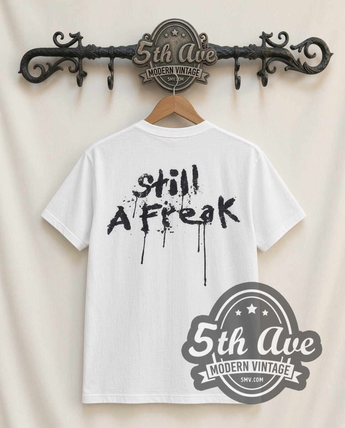 Korn Drip Logo vintage band t-shirt in white, back view on a display rack