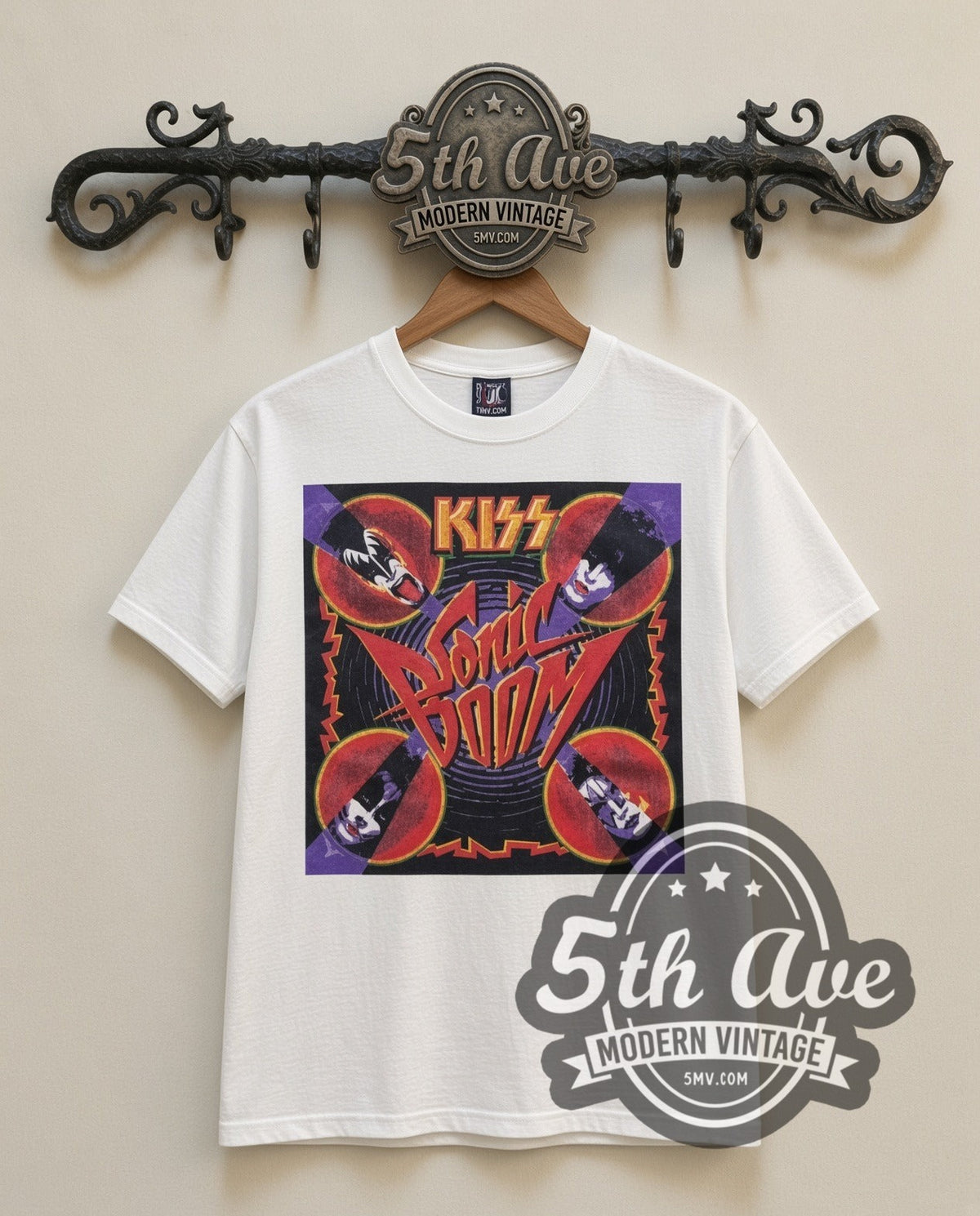 KISS Sonic Boom vintage band t-shirt, front view on the 5MV rack