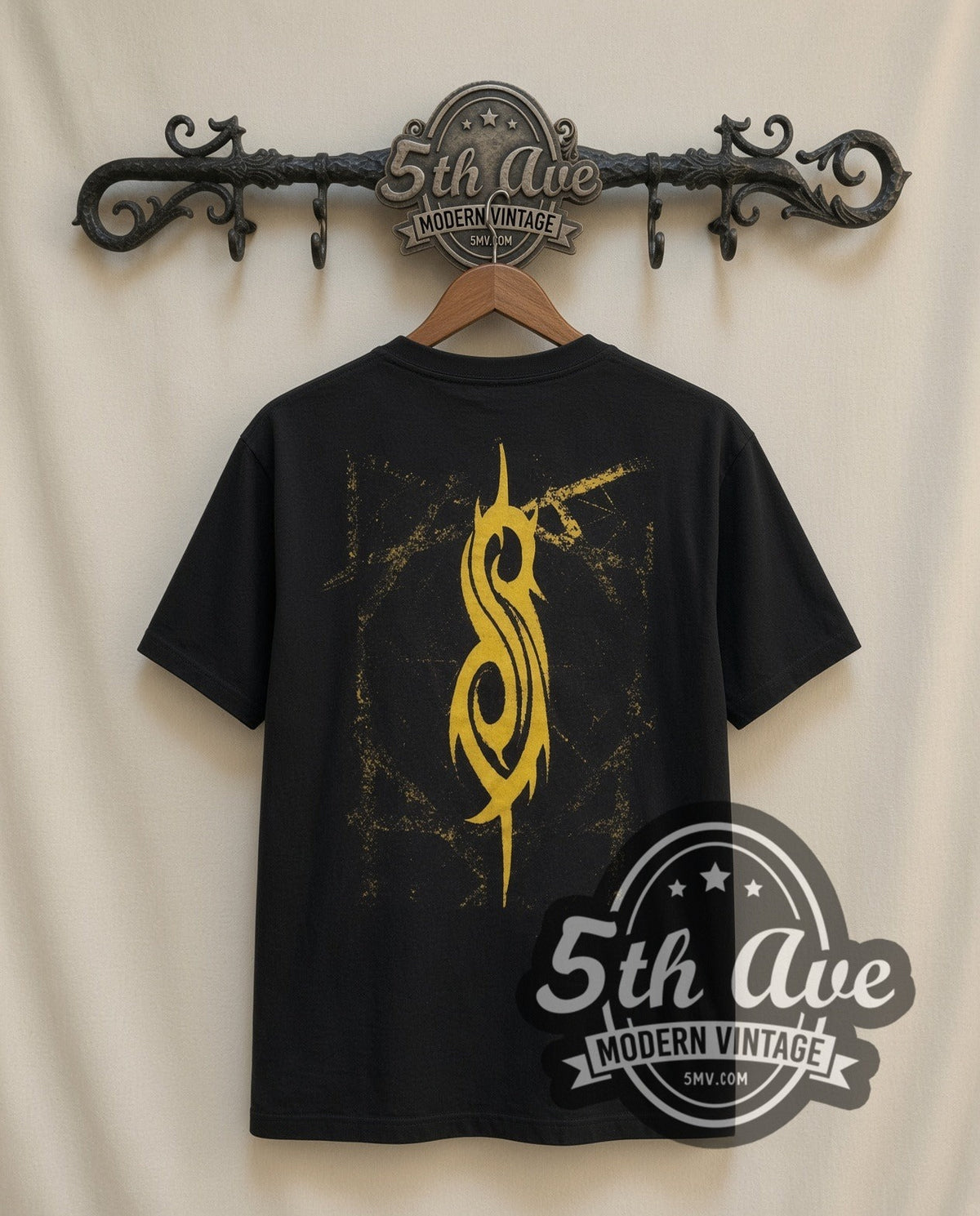 Slipknot Masks vintage band t-shirt in black, back view on the 5MV rack