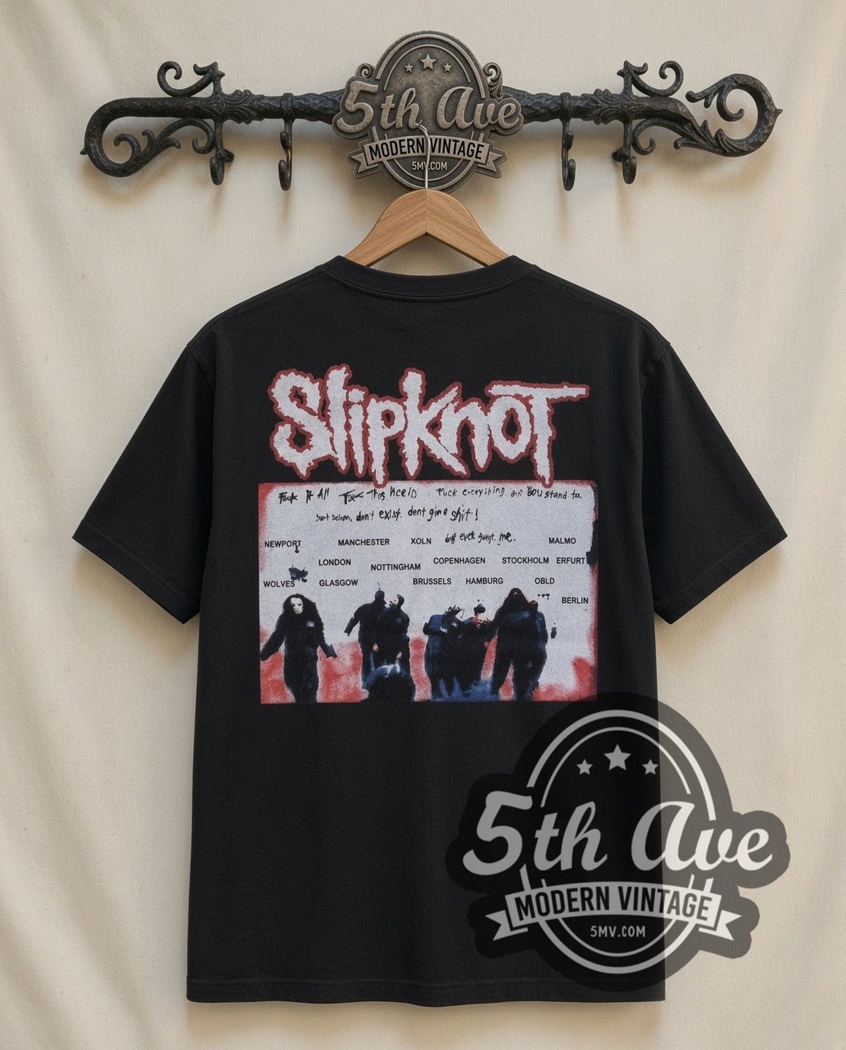 Slipknot Group Photo vintage band t-shirt in black, back view on the 5MV rack