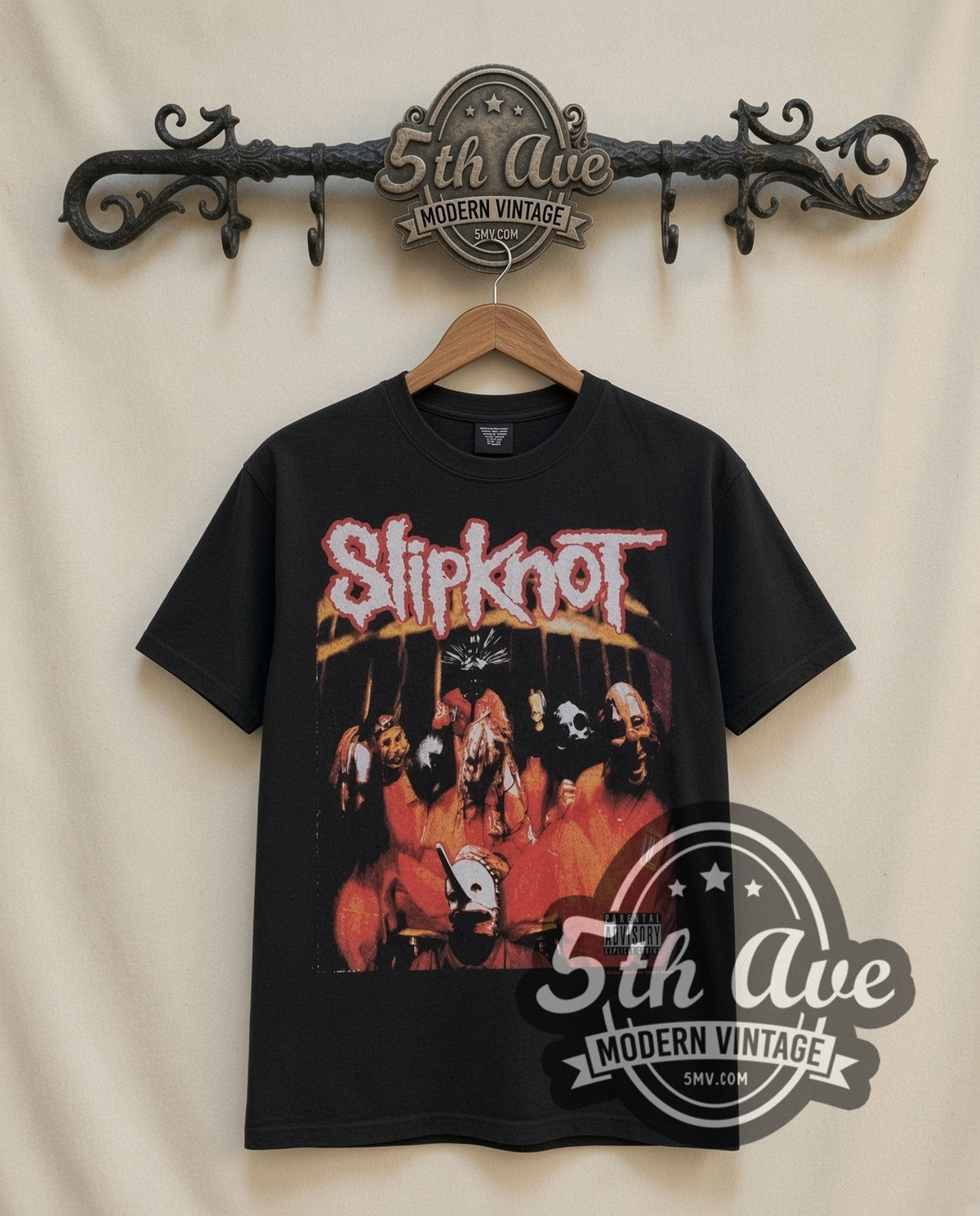 Slipknot Group Photo vintage band t-shirt in black, front view on the 5MV rack
