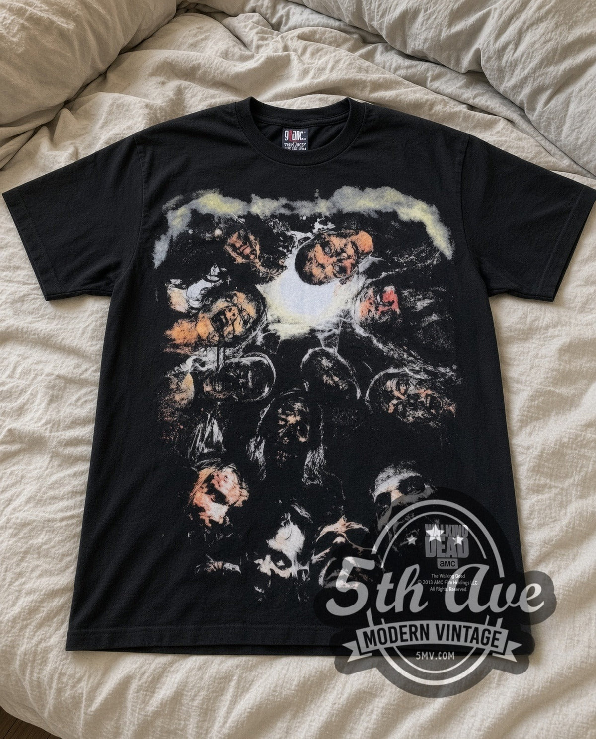 The Walking Dead Walker Collage vintage movie tee laid flat