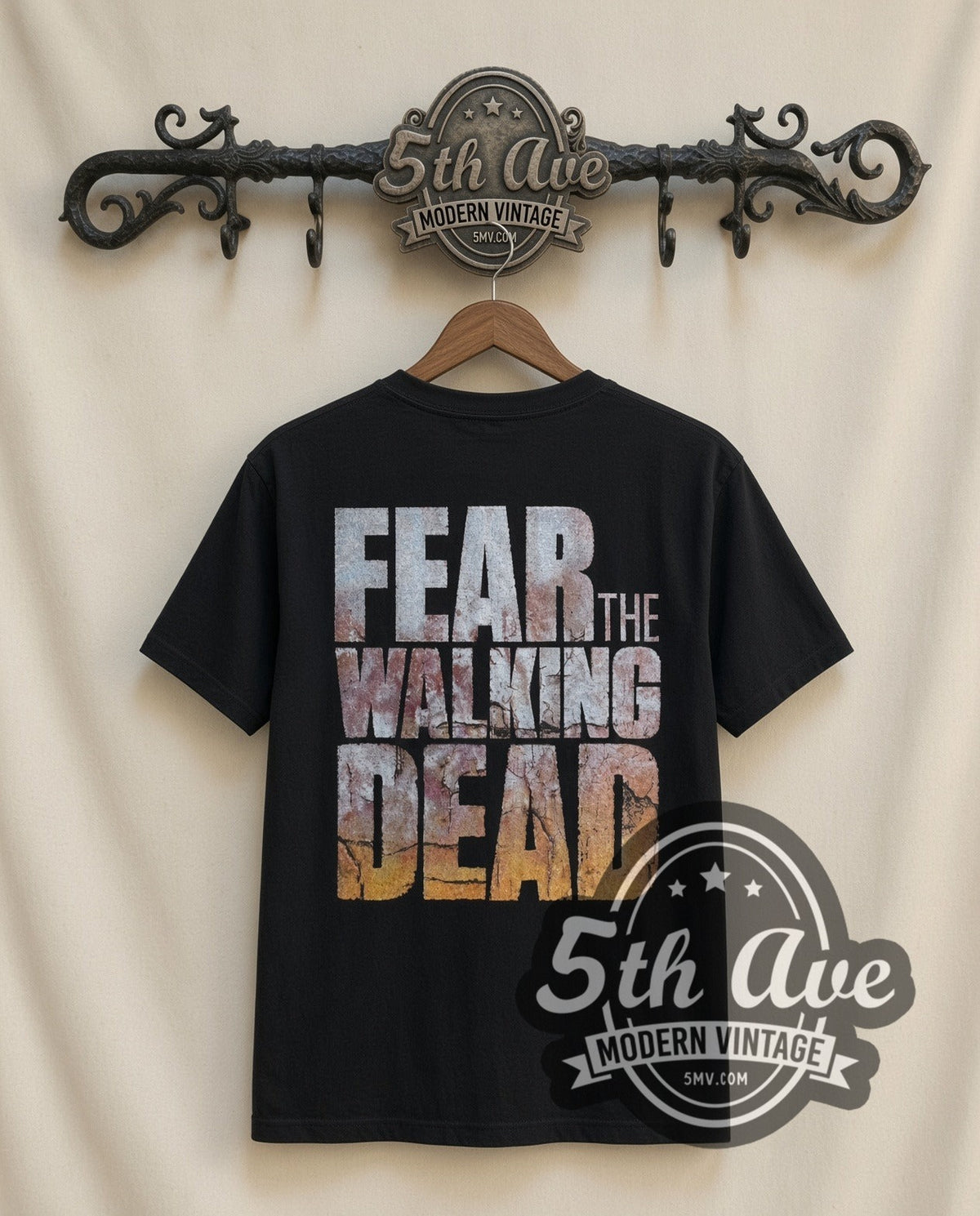 The Walking Dead Walker Collage vintage movie t-shirt, back view on the 5MV rack