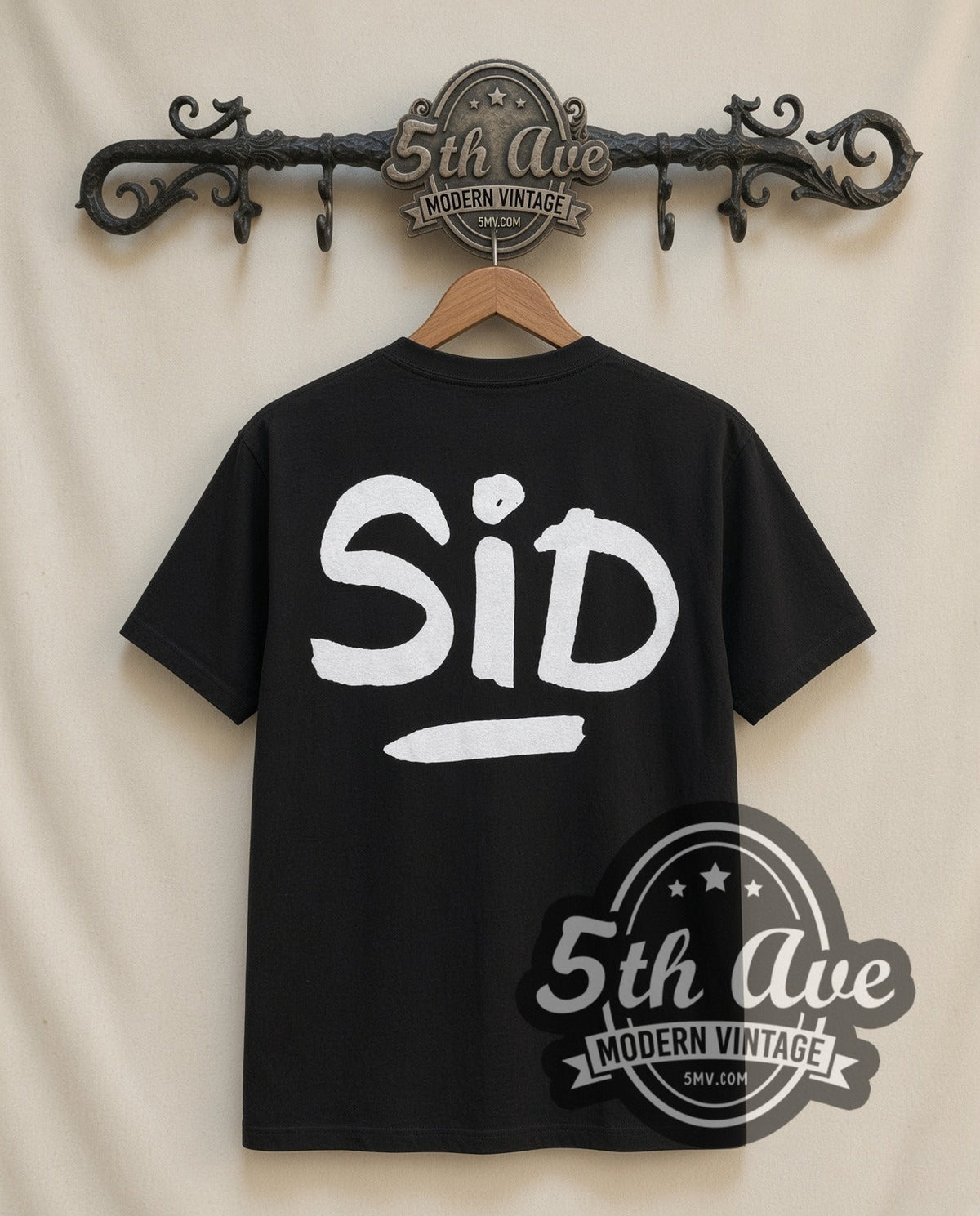 Sid Vicious Your Friends vintage band t-shirt in black, back view on the 5MV rack
