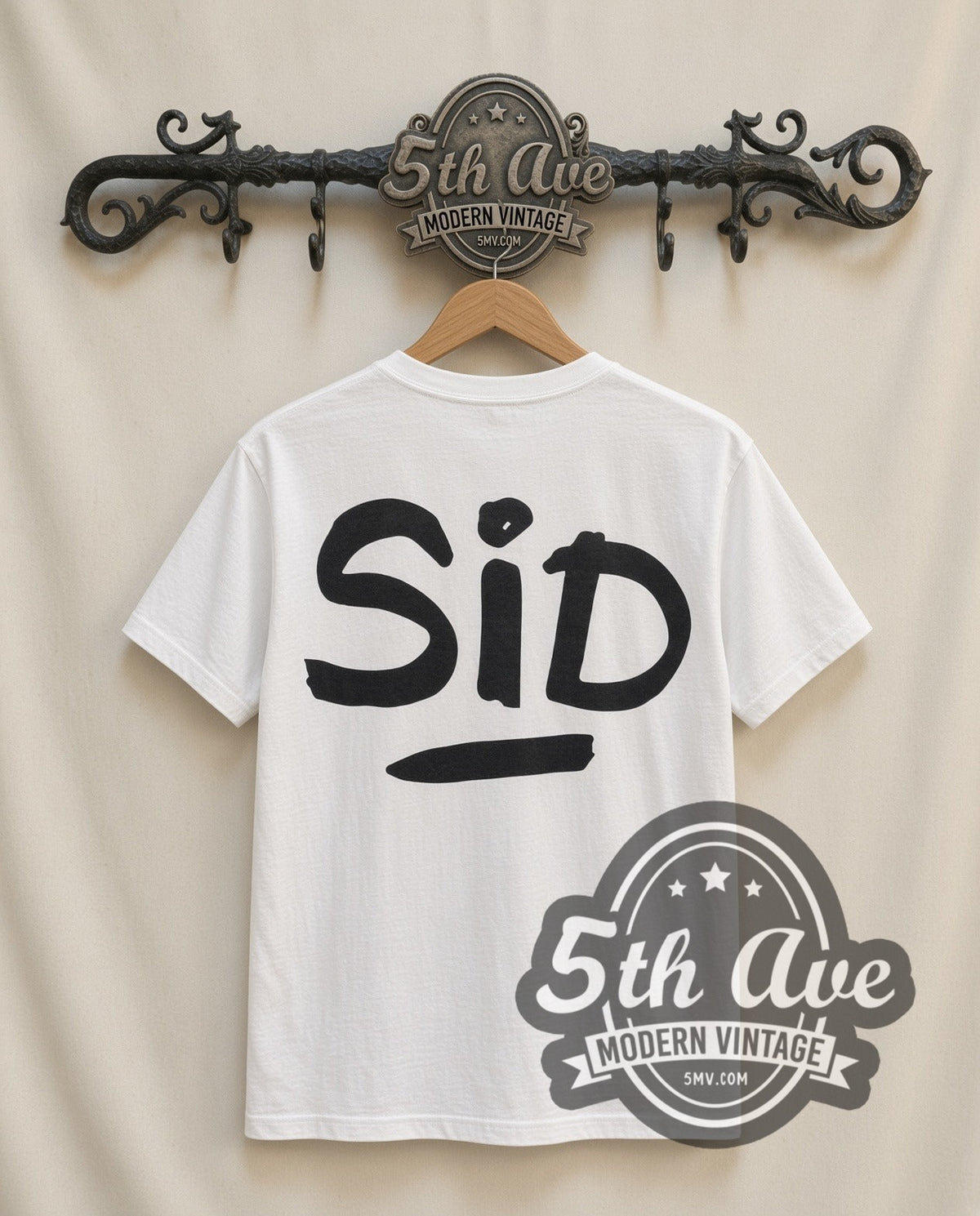 Sid Vicious Your Friends vintage band t-shirt in white, back view on the 5MV rack
