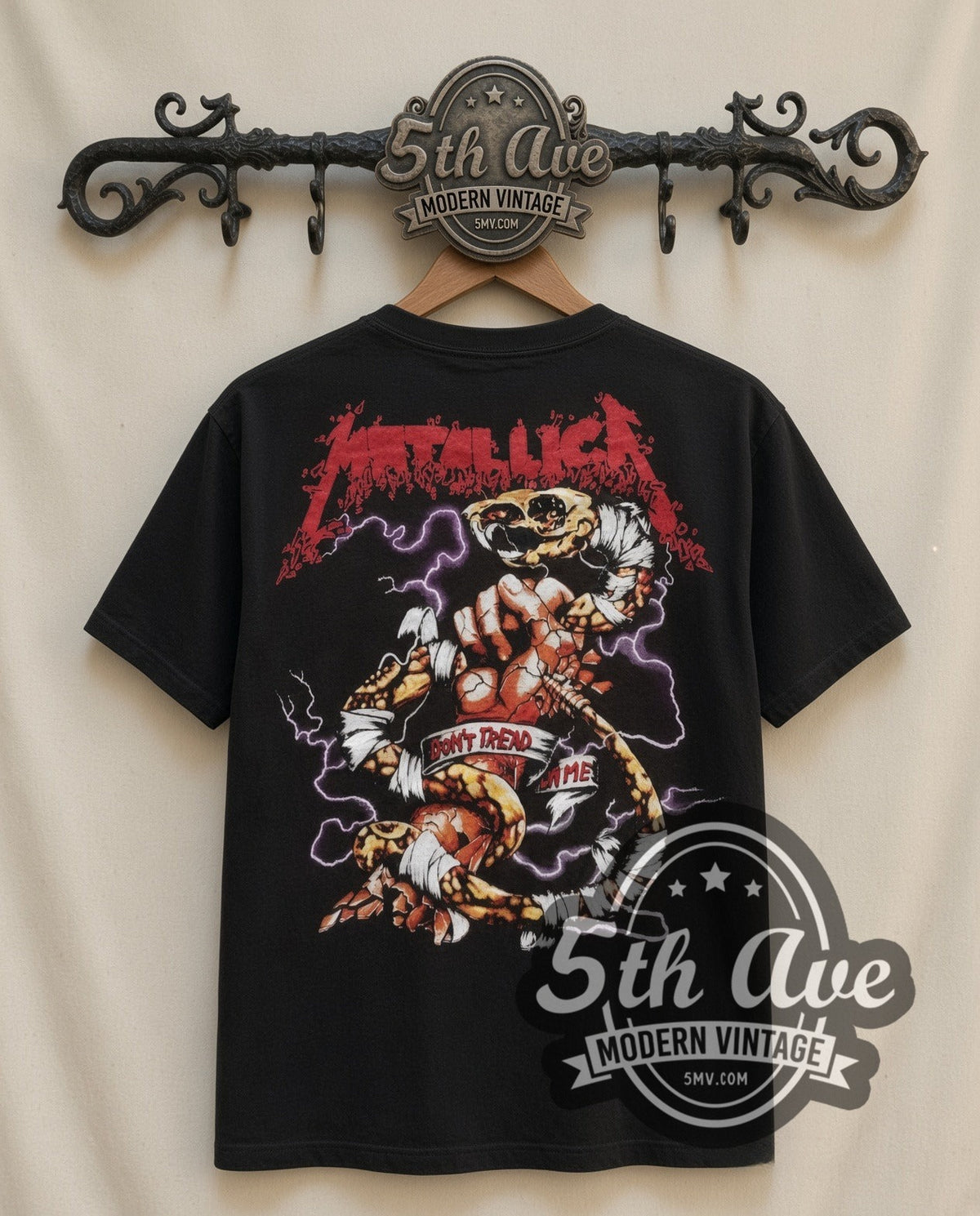 Metallica Skull Biker vintage band t-shirt, back view on the 5MV rack