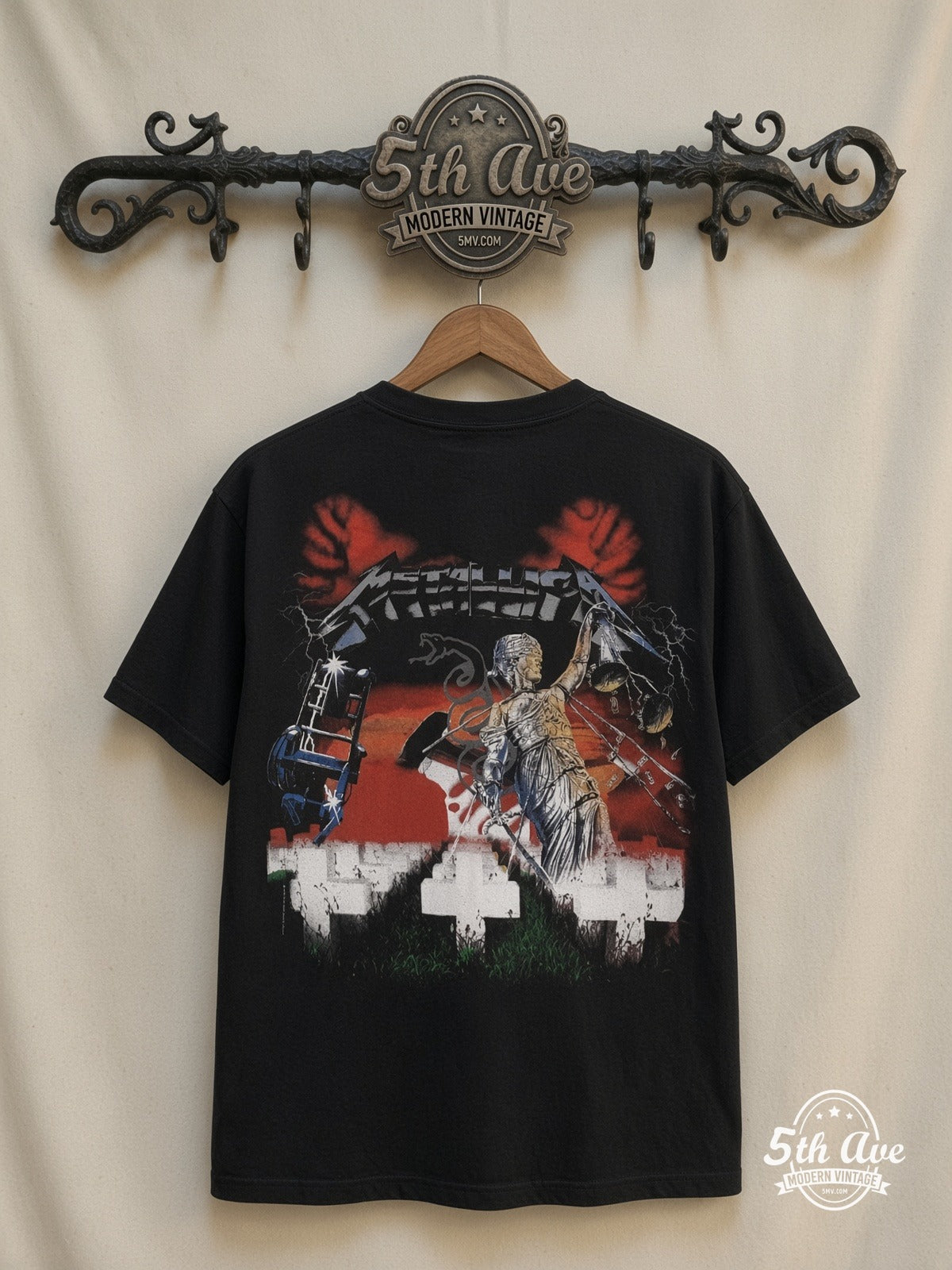 Metallica Master of Puppets Graveyard all over print vintage tee back on cream 5th Ave rack