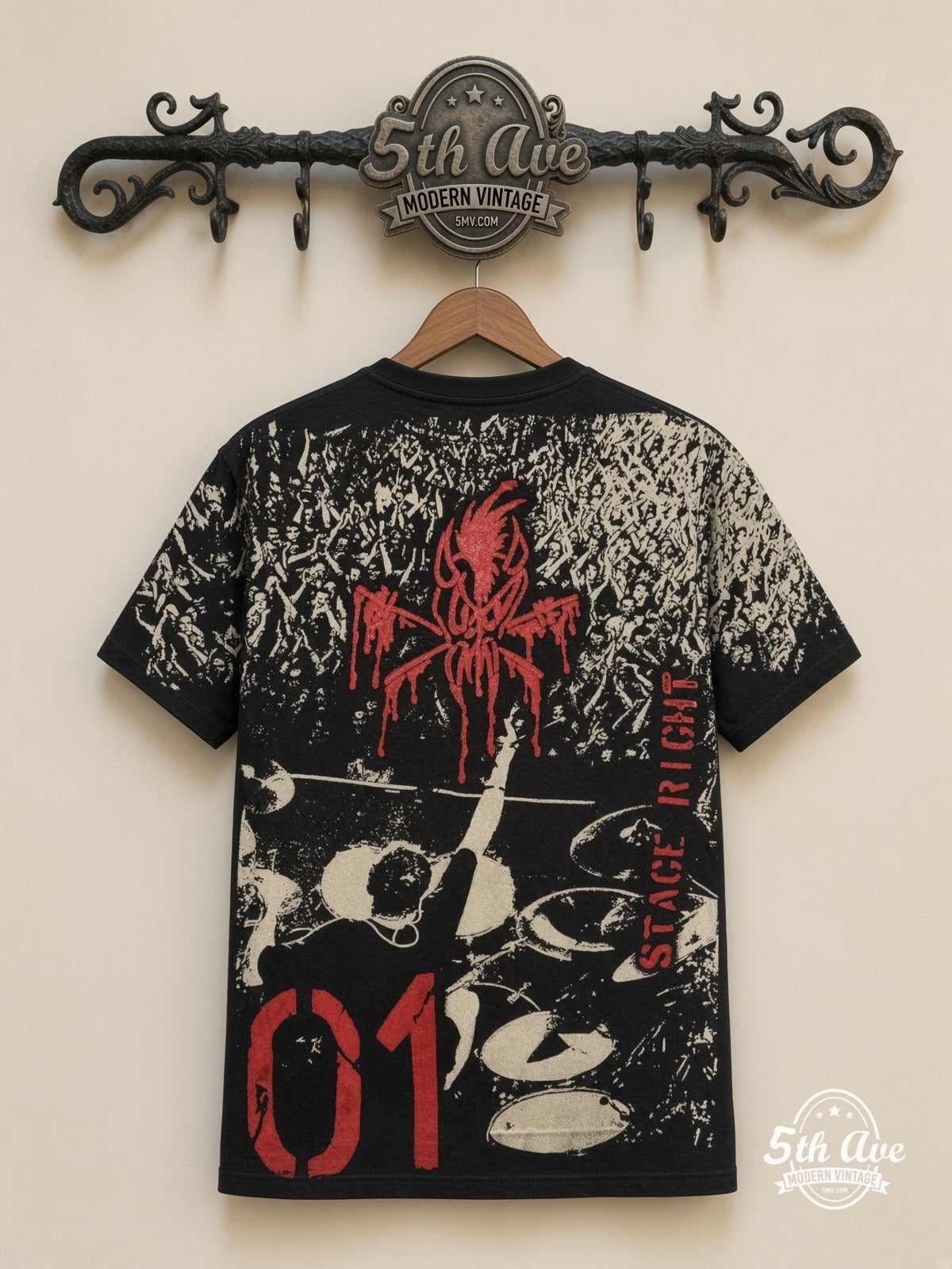 Metallica Stage Right 01 all over print vintage tee back on cream 5th Ave rack