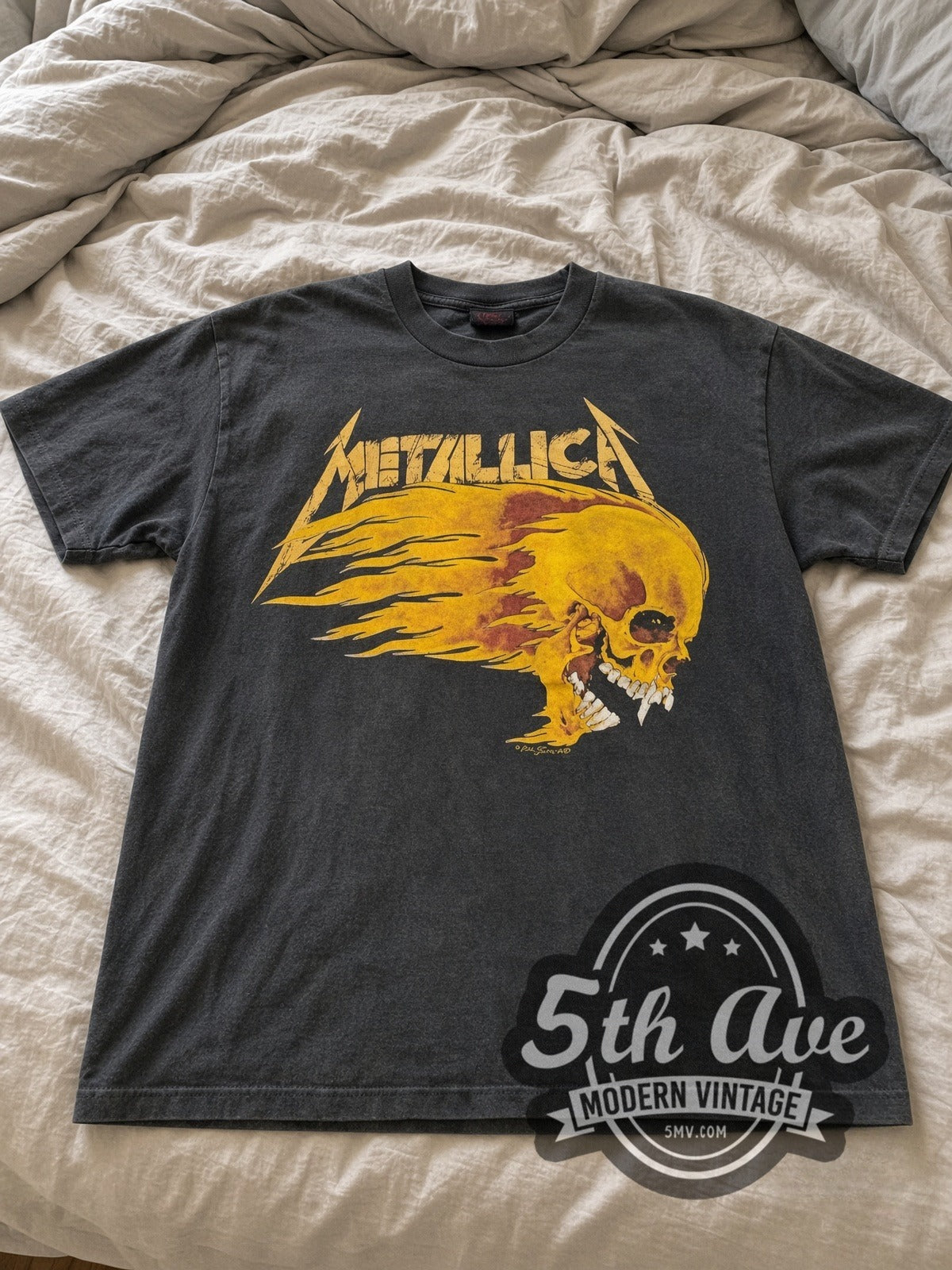 Metallica Summer Shit '94 Flaming Skull vintage band tee laid flat