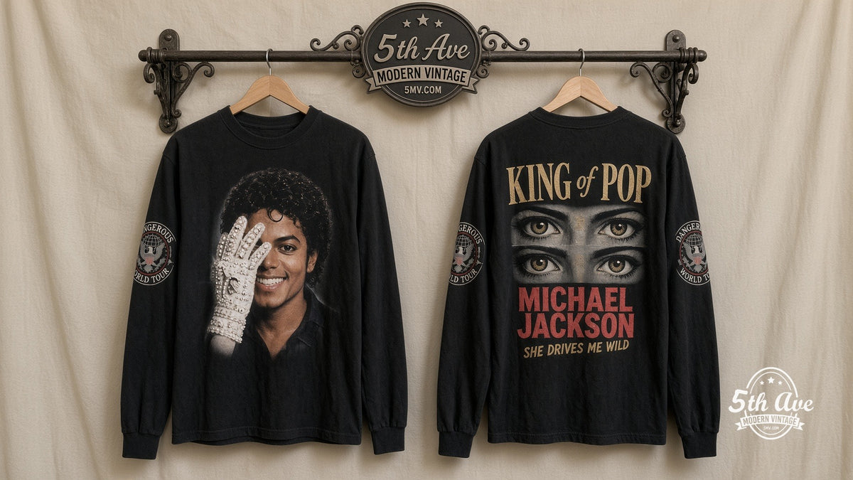 Michael Jackson Dangerous World Tour vintage band t-shirt on rack